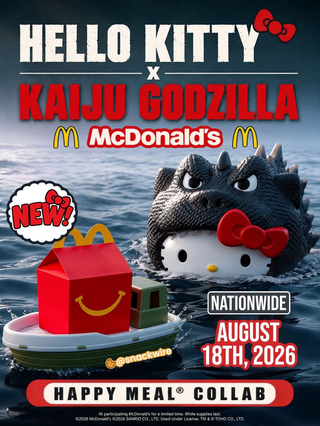 Hello Kitty x Godzilla is Coming to McDonald's! Available