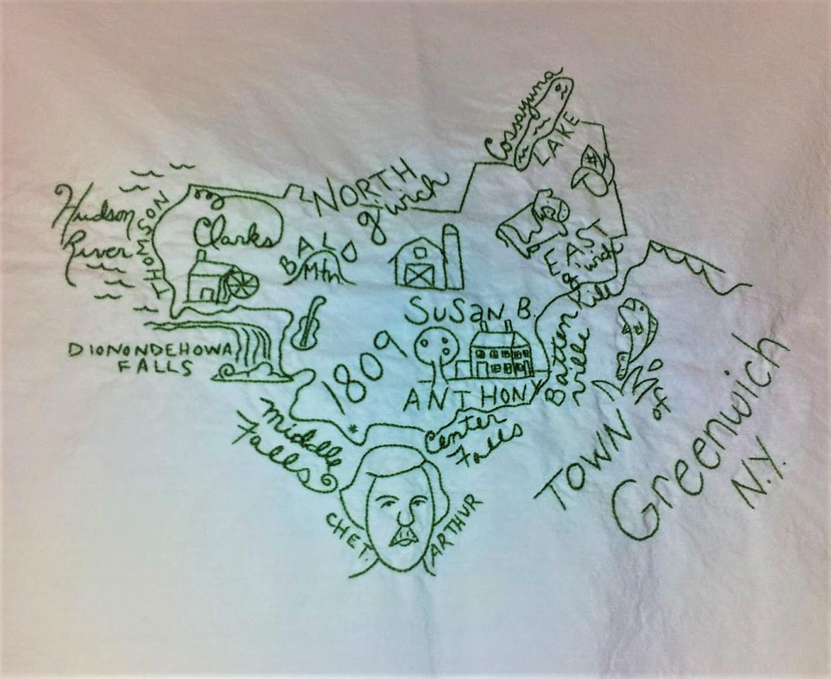 Yesteryear - Hand embroidered map of the Town of Greenwich, NY designed ...