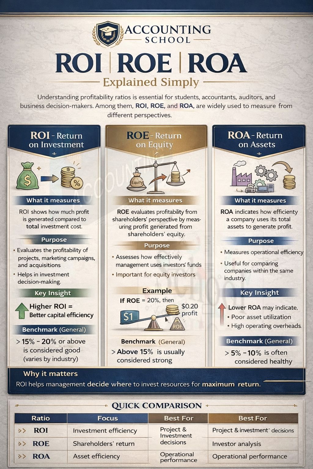 Accounting - 📊 ROI | ROE | ROA — Explained Simply 🎓 By Accounting ...
