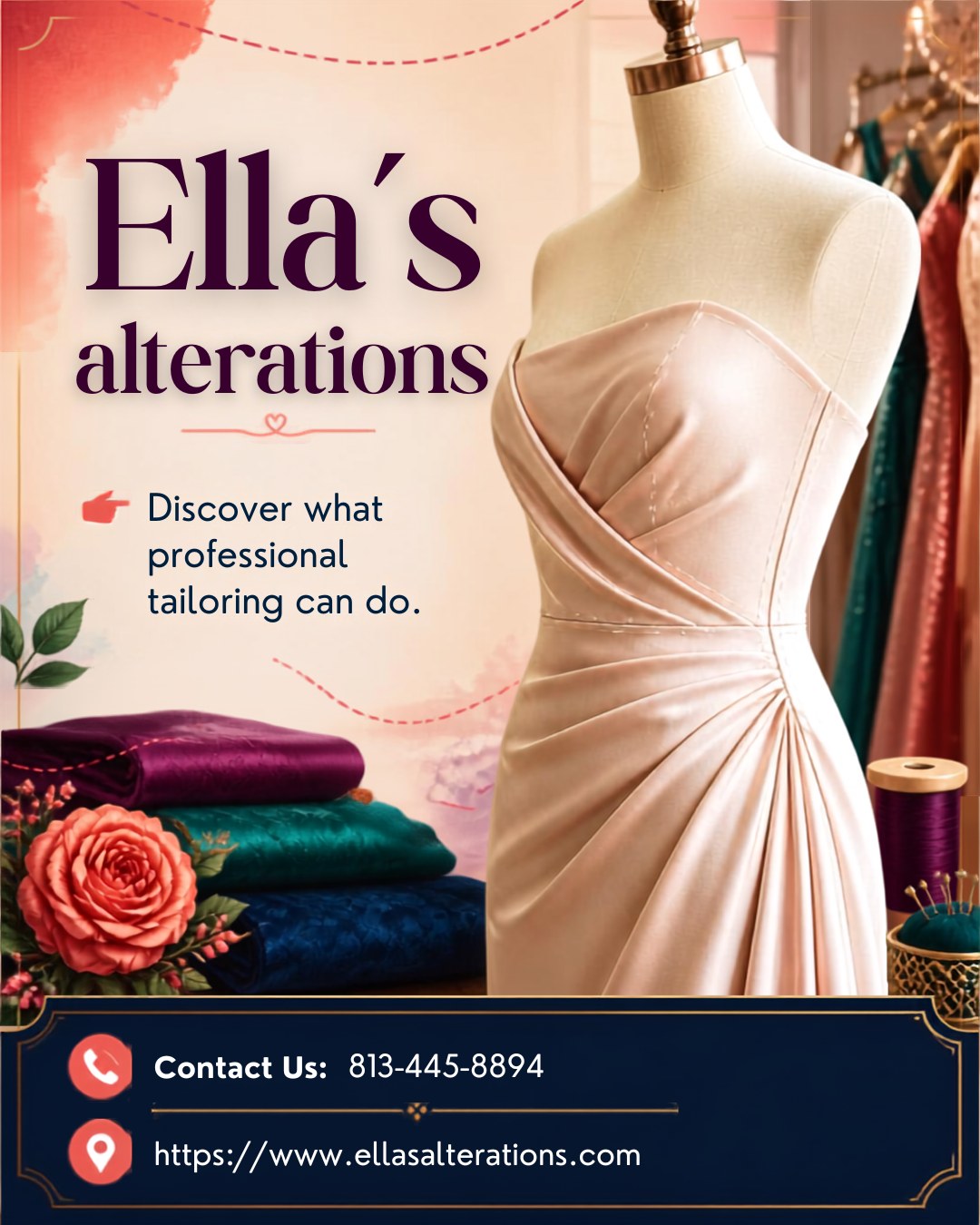 bridesmaid dress tailoring near me Ella's Alterations offers professional services for wedding dresses, formal wear, and more in Tampa Bay Color:DARK MAUVE
