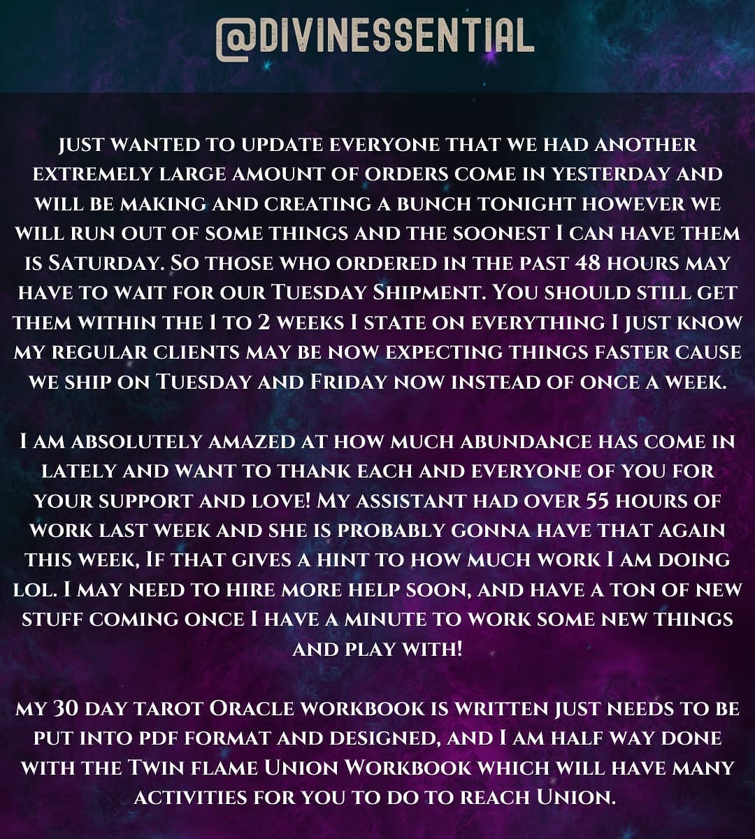 A quick thank you and... - Bridget Rau - Divine Essentials