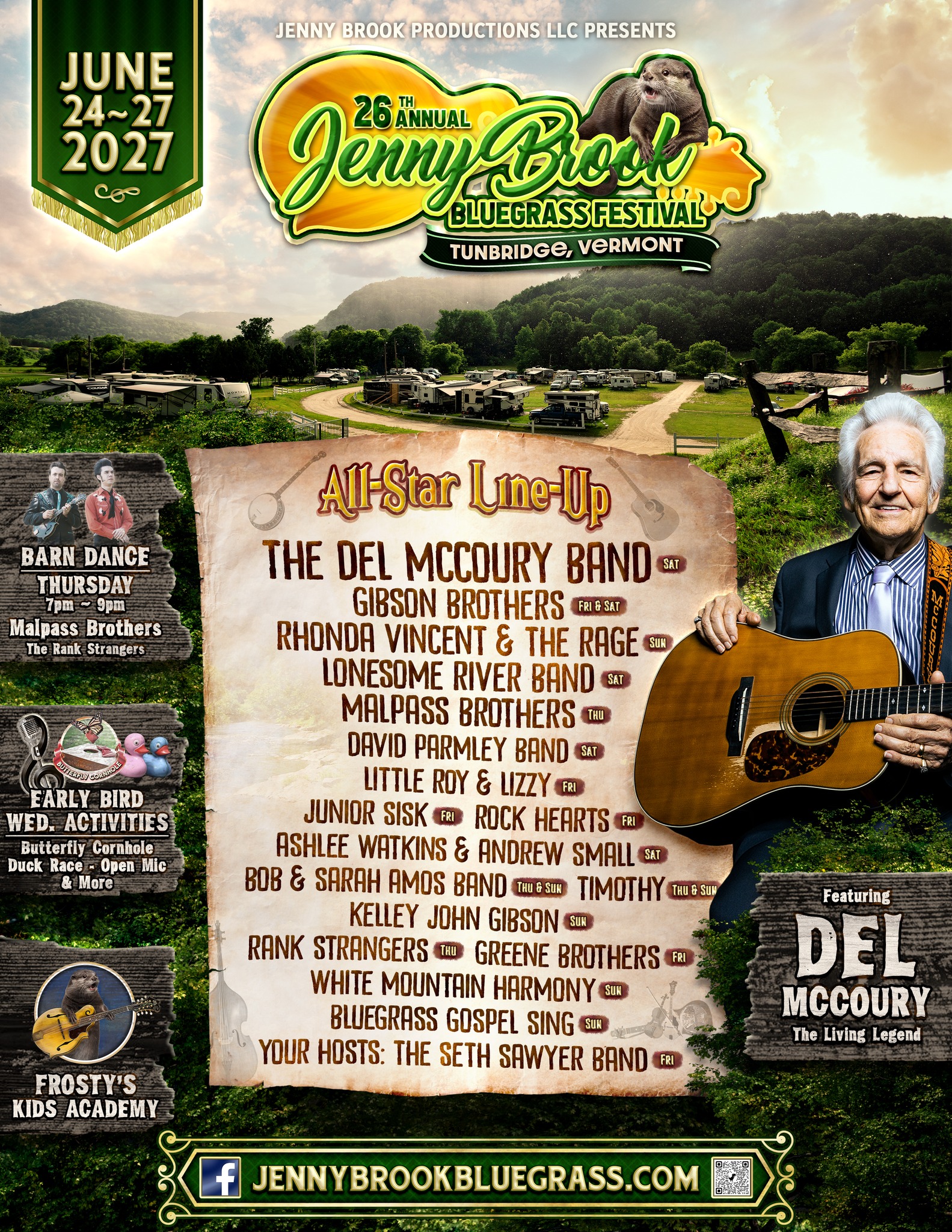 Jenny Brook Bluegrass Festival 2027 lineup announced in Tunbridge