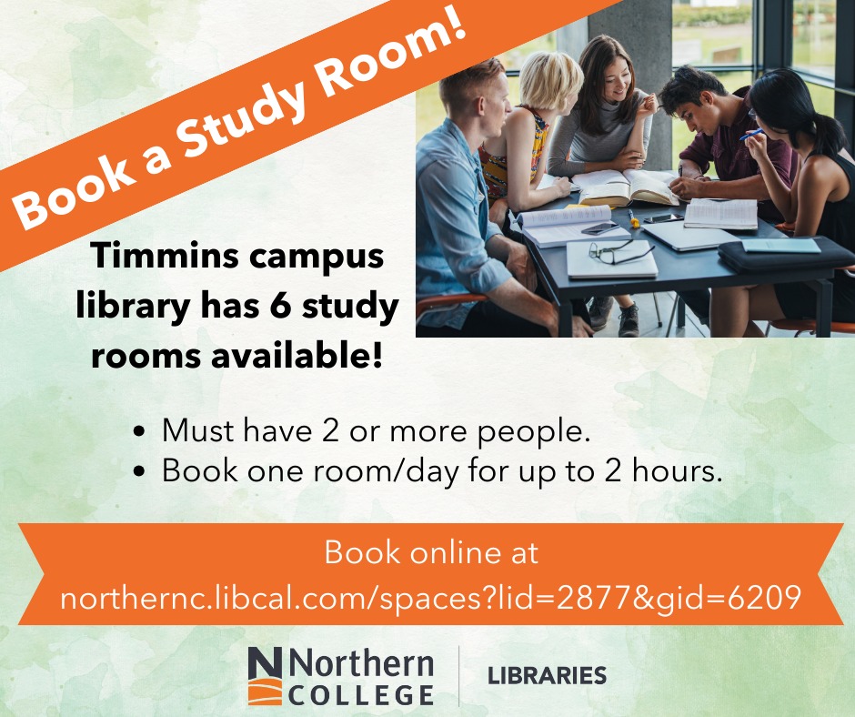 Libraries - Book a study room at the Timmins campus library! Six study ...