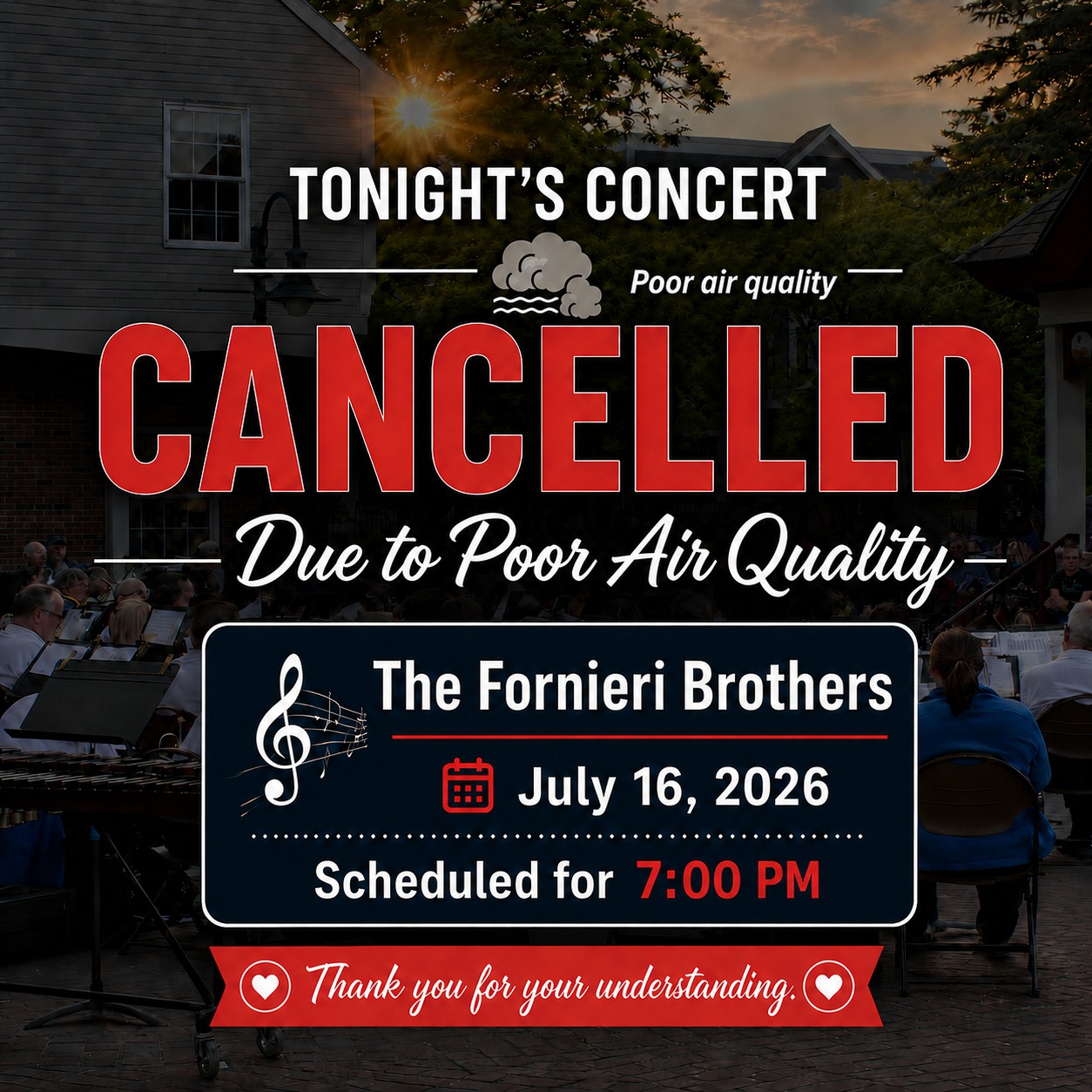 Tonight's 7:00 PM Gazebo concert featuring The Fornieri Brothers