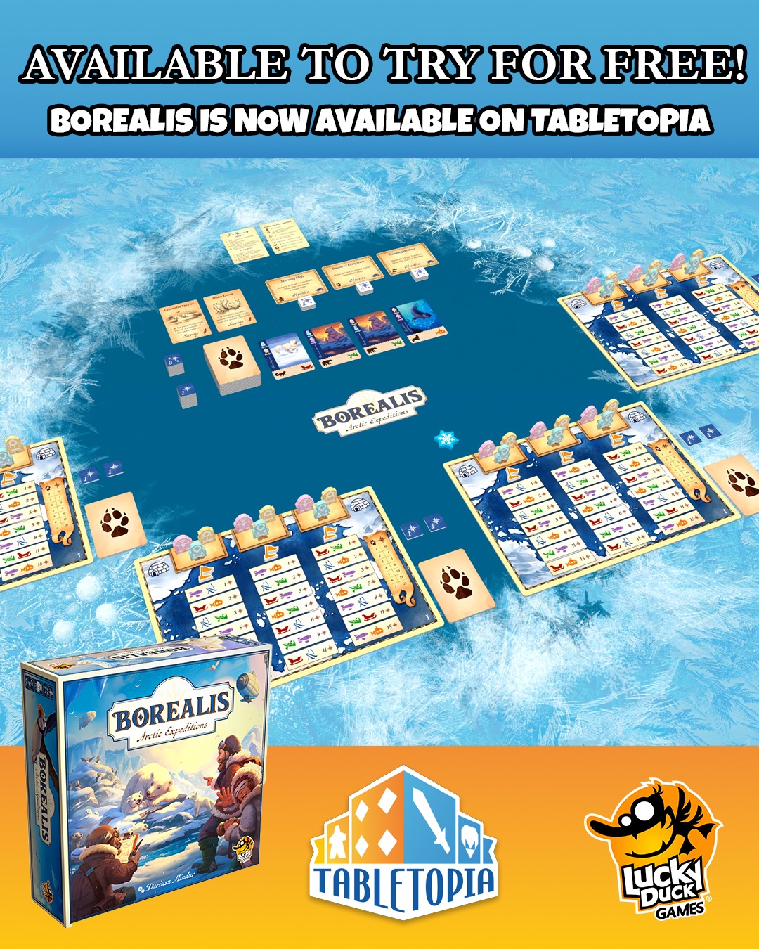 Borealis is now available to play for free on Tabletopia