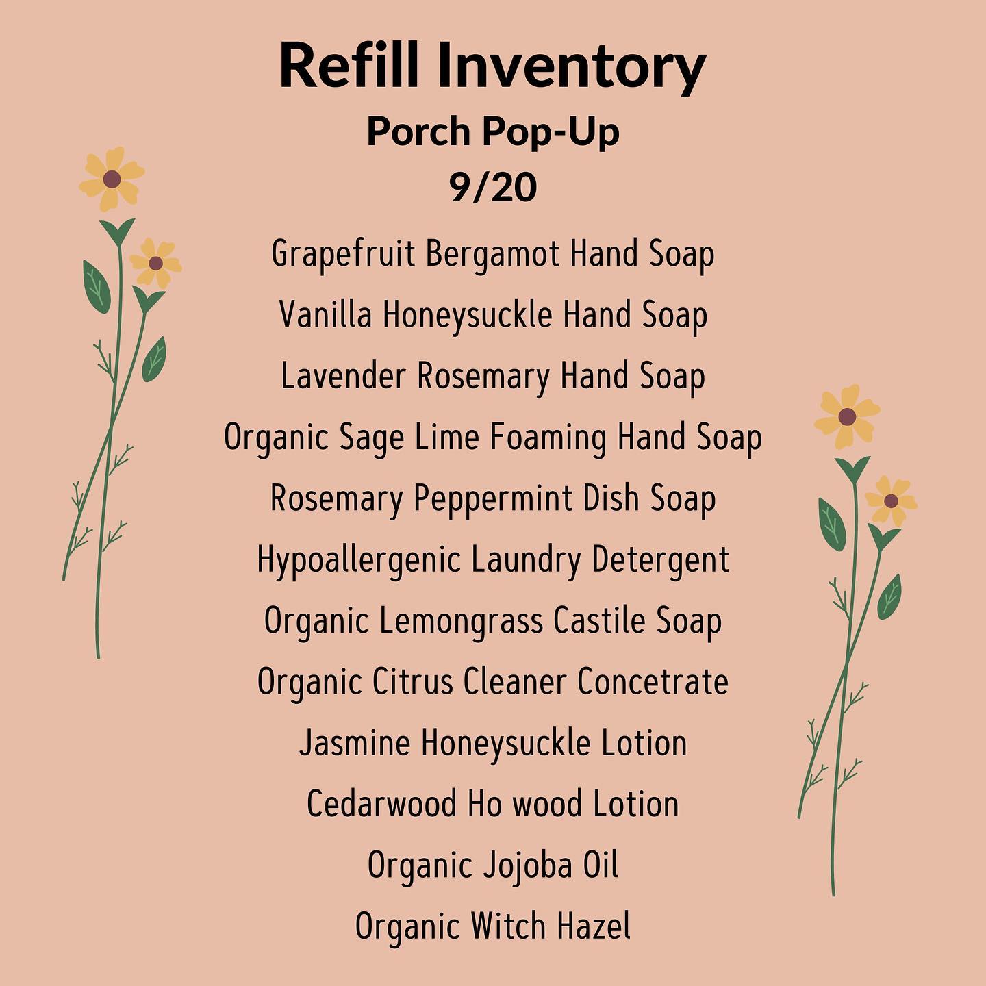 Joyfull - Here’s the refill inventory list for our Porch...