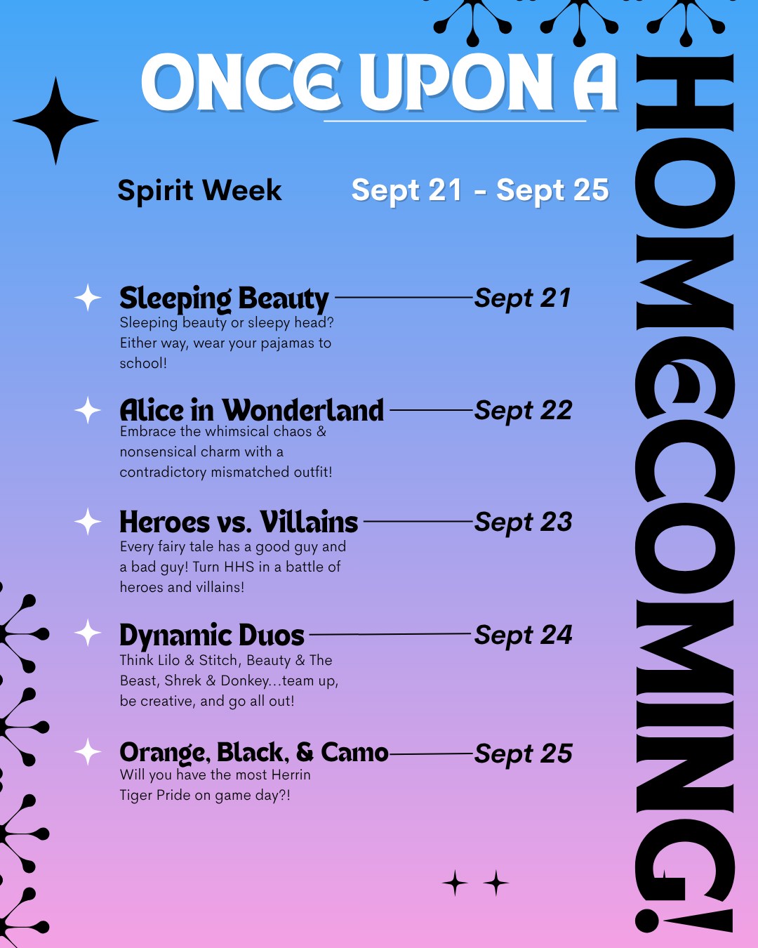 creative homecoming dress up days Get ready for Week! September 21–26 is packed with school spirit. Check out the flier for all the Spirit Week dress-up and details! Tag: metallic