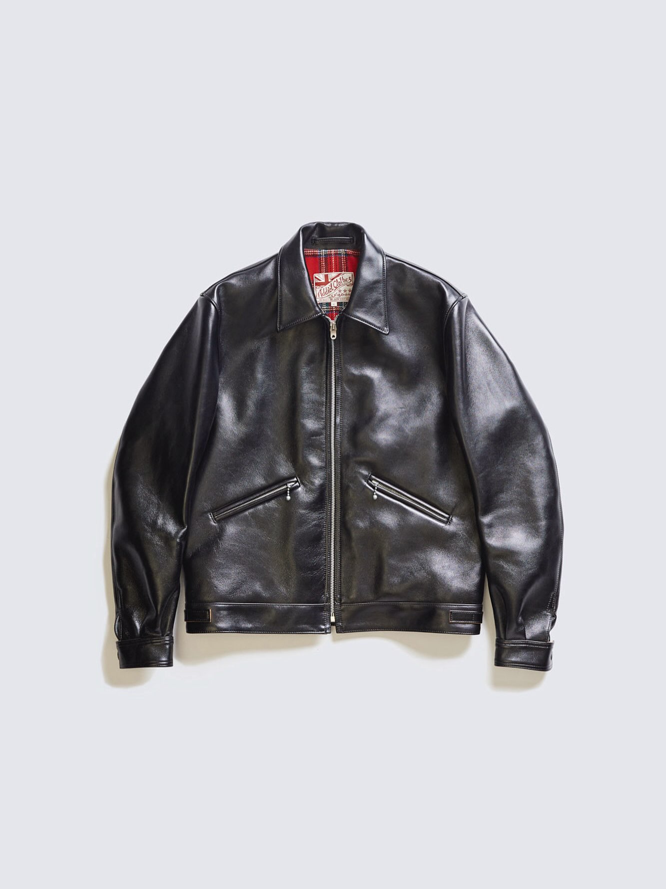 AD-01 SHEEPSKIN CENTER ZIP JACKET CUSTOM. Color: BLACK. Model