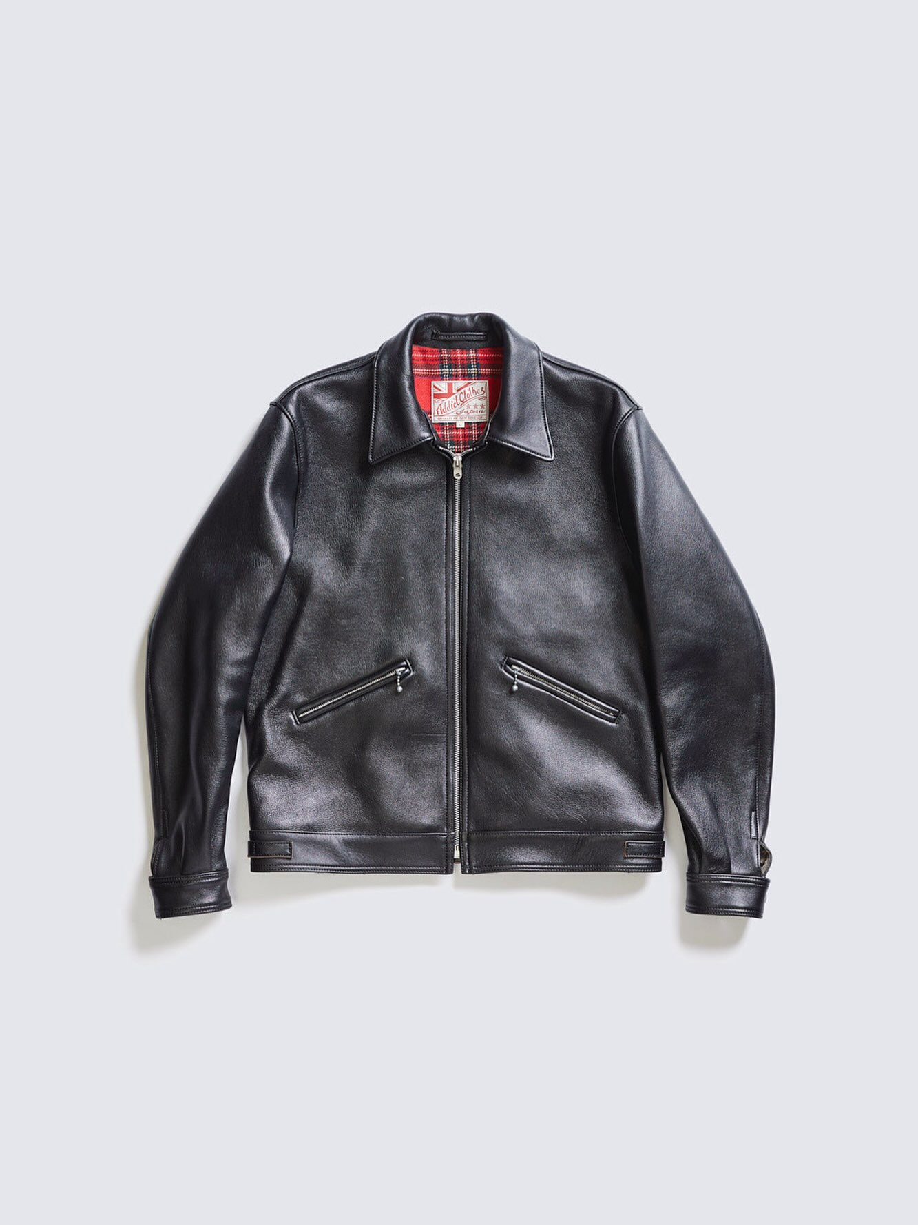AD-01 SHEEPSKIN CENTER ZIP JACKET CUSTOM. Color: BLACK. Model