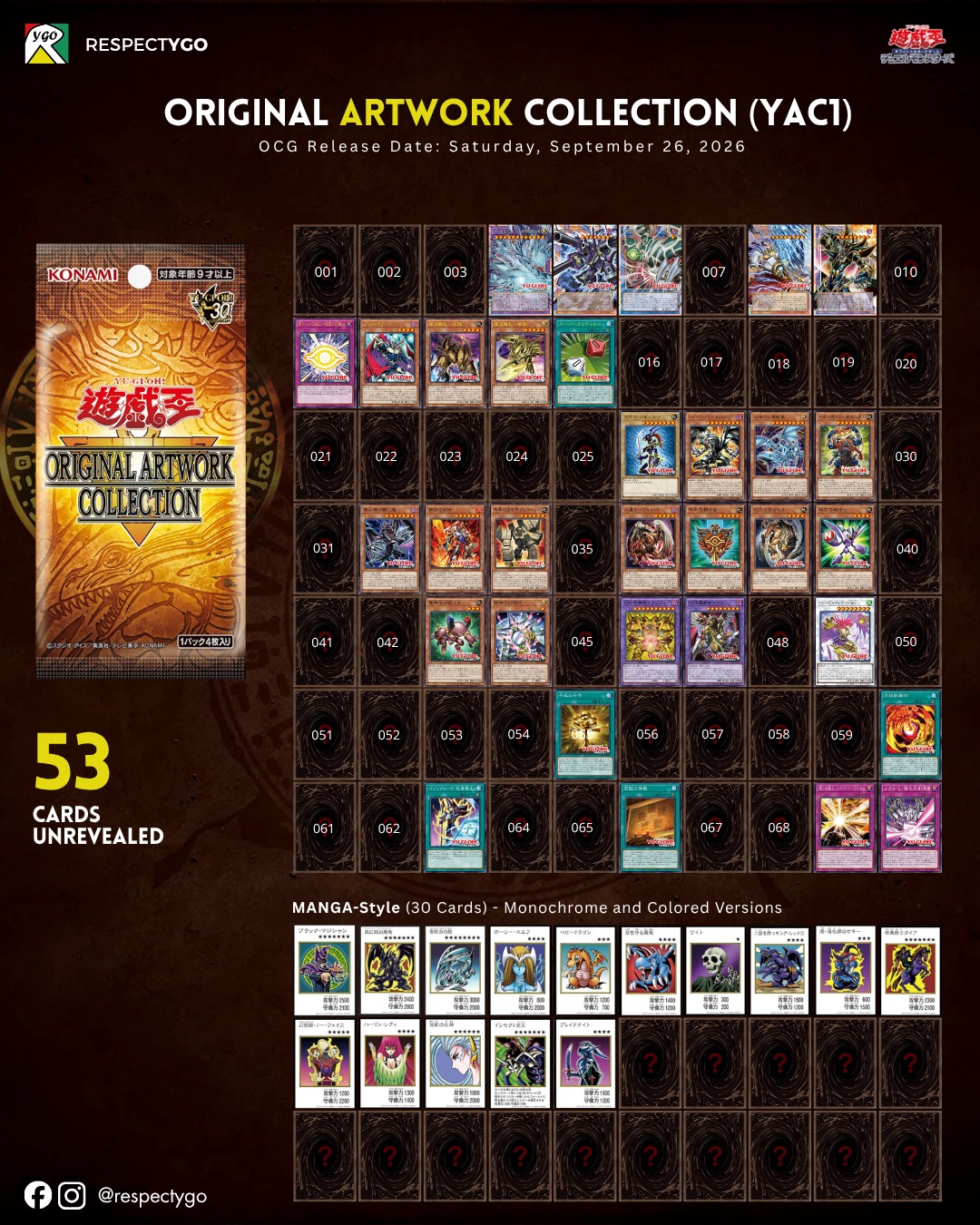 Yu-Gi-Oh Original Artwork Collection YAC1 preview with 28 cards