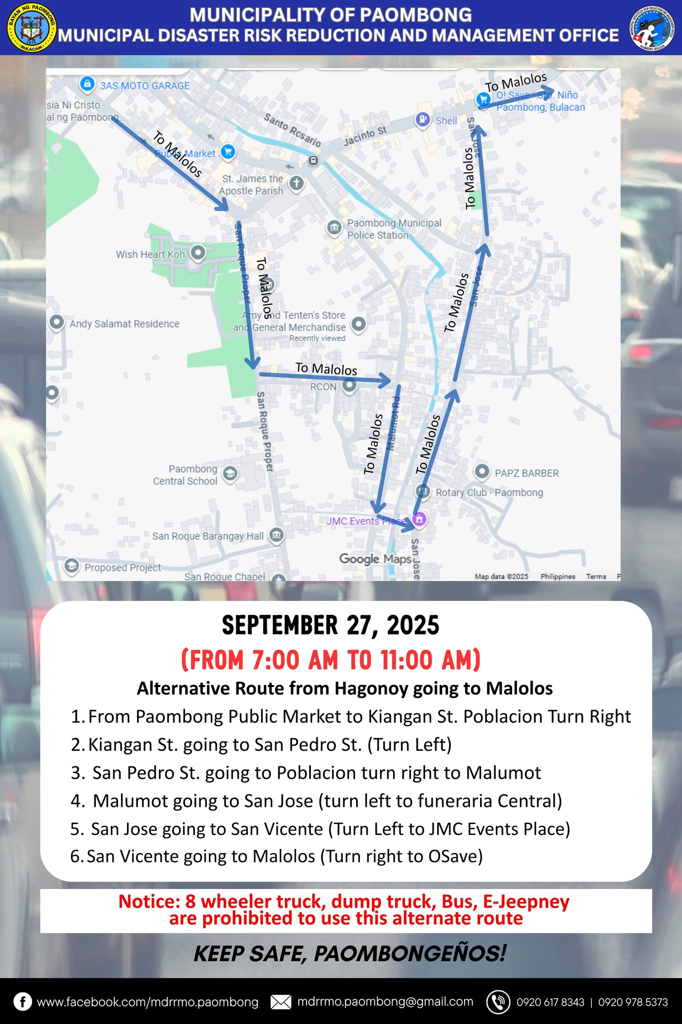Paombong Mdrrmo - 📢 TRAFFIC ADVISORY Para sa kaligtasan at... | Facebook