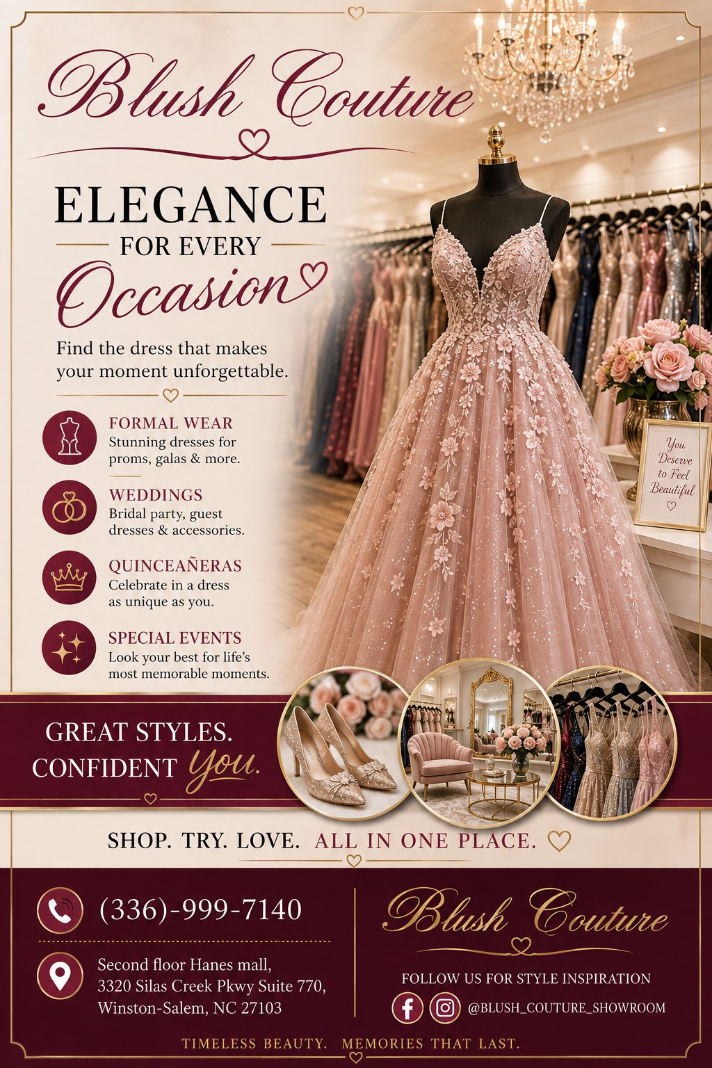 formal dress shops in winston-salem nc Blush Couture prom dress stores near me