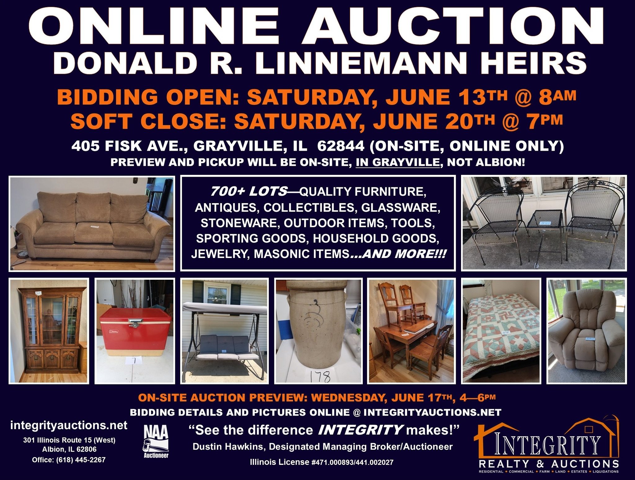 ONLINE AUCTION DONALD R. LINNEMANN HEIRS LOCATION: 405 FISK AVE 