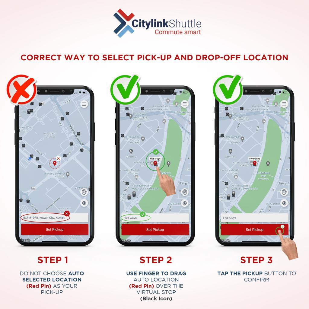 Citylink Kuwait - The correct way to select Pick-up and...