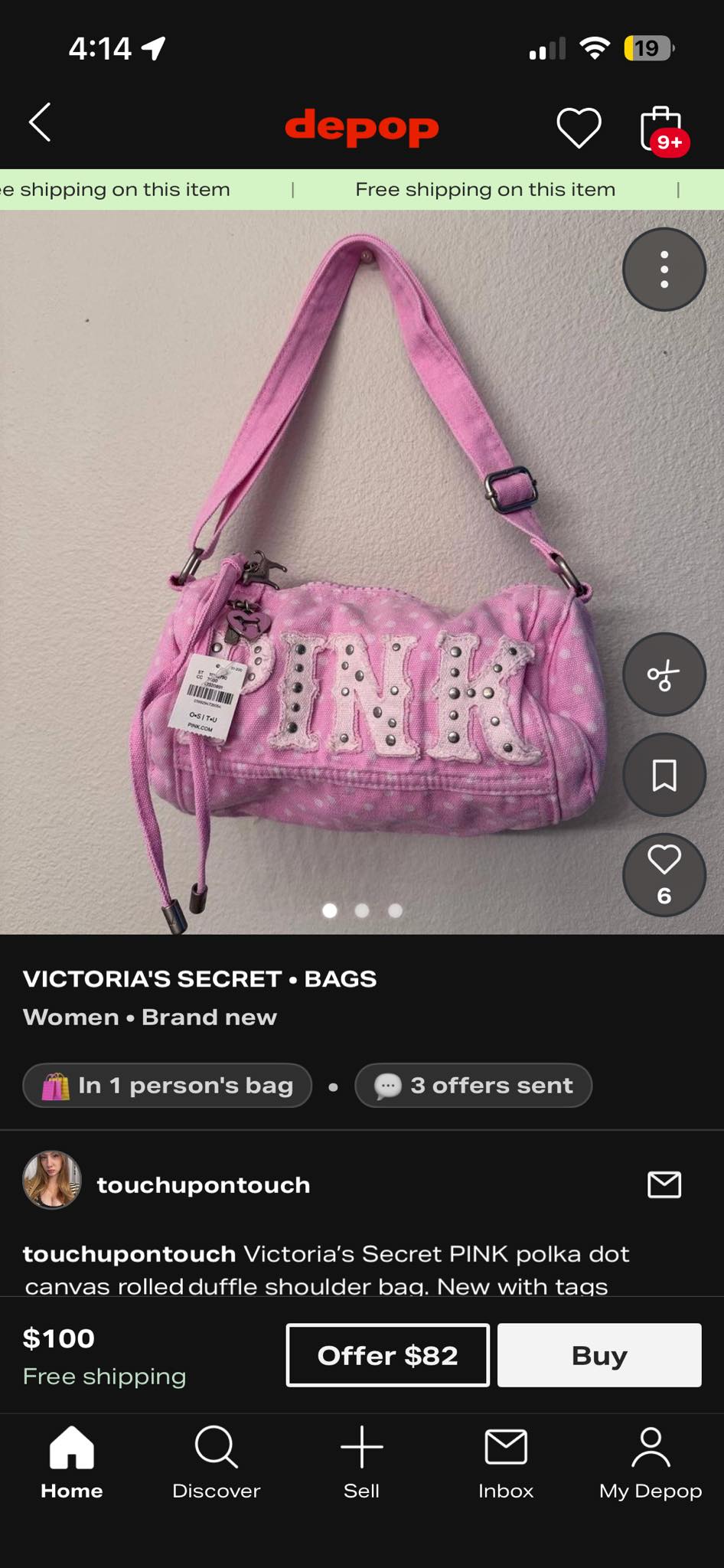 Looking for Victoria's Secret PINK polka dot duffle bag