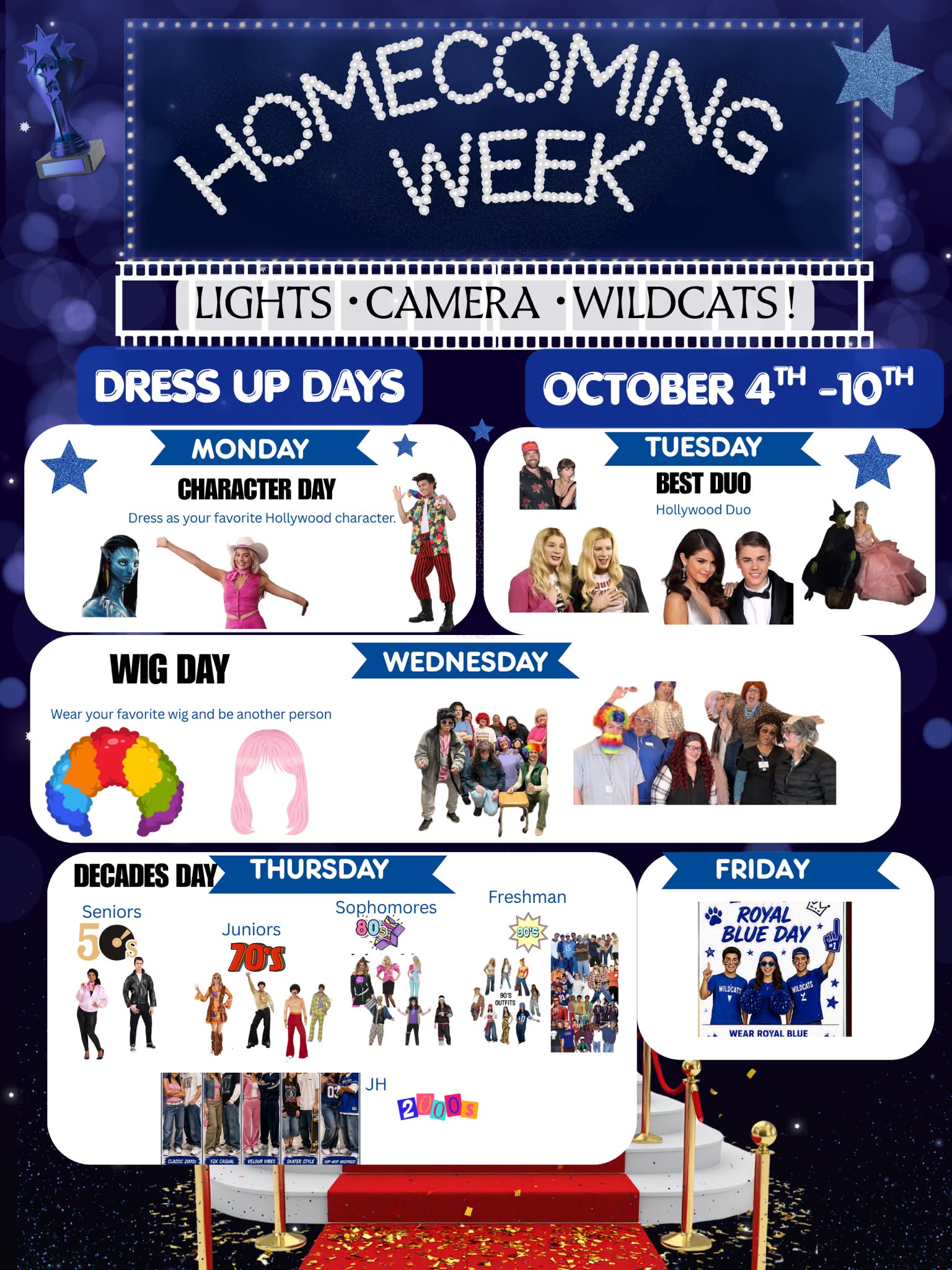 Hollywood homecoming dress up days October 4 to 10