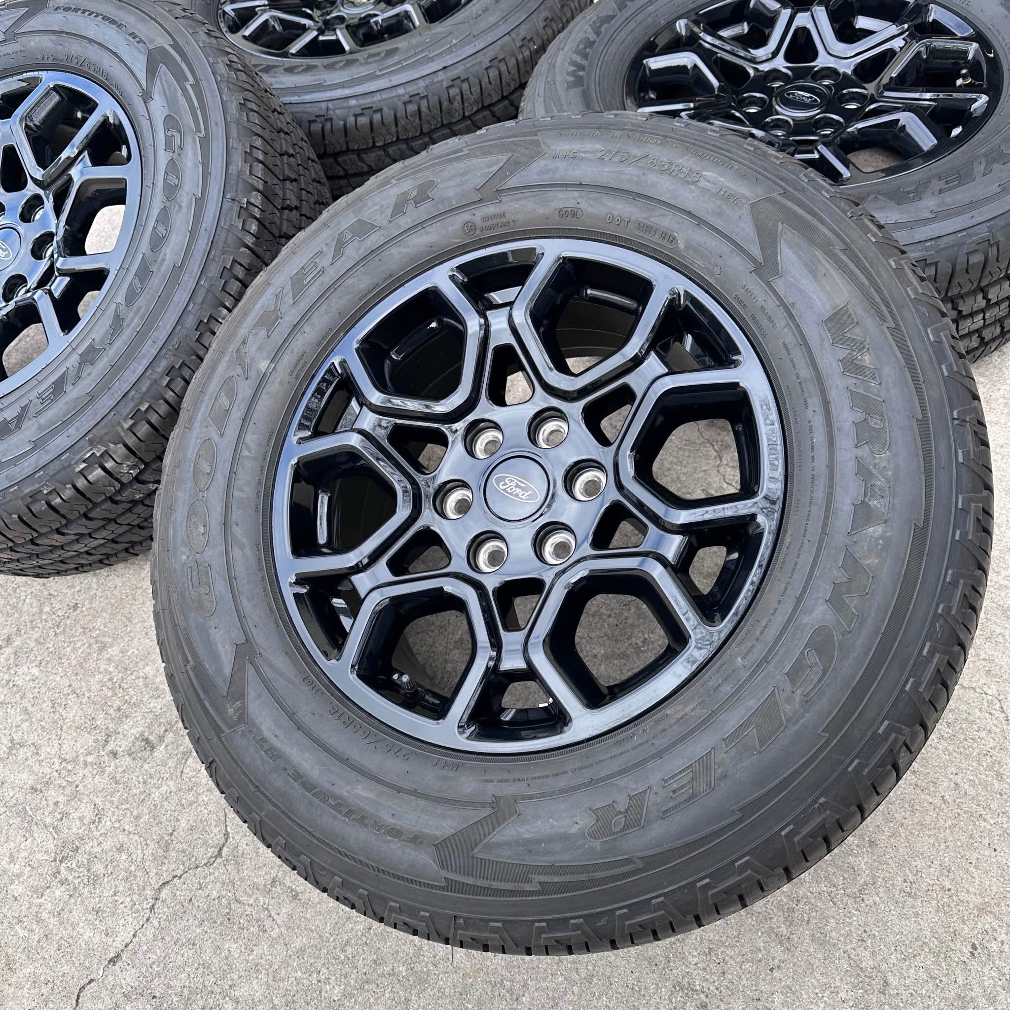 4 2025 Ford F150 18 Factory OEM Black FX4 Wheels Rims Goodyear AT Tires