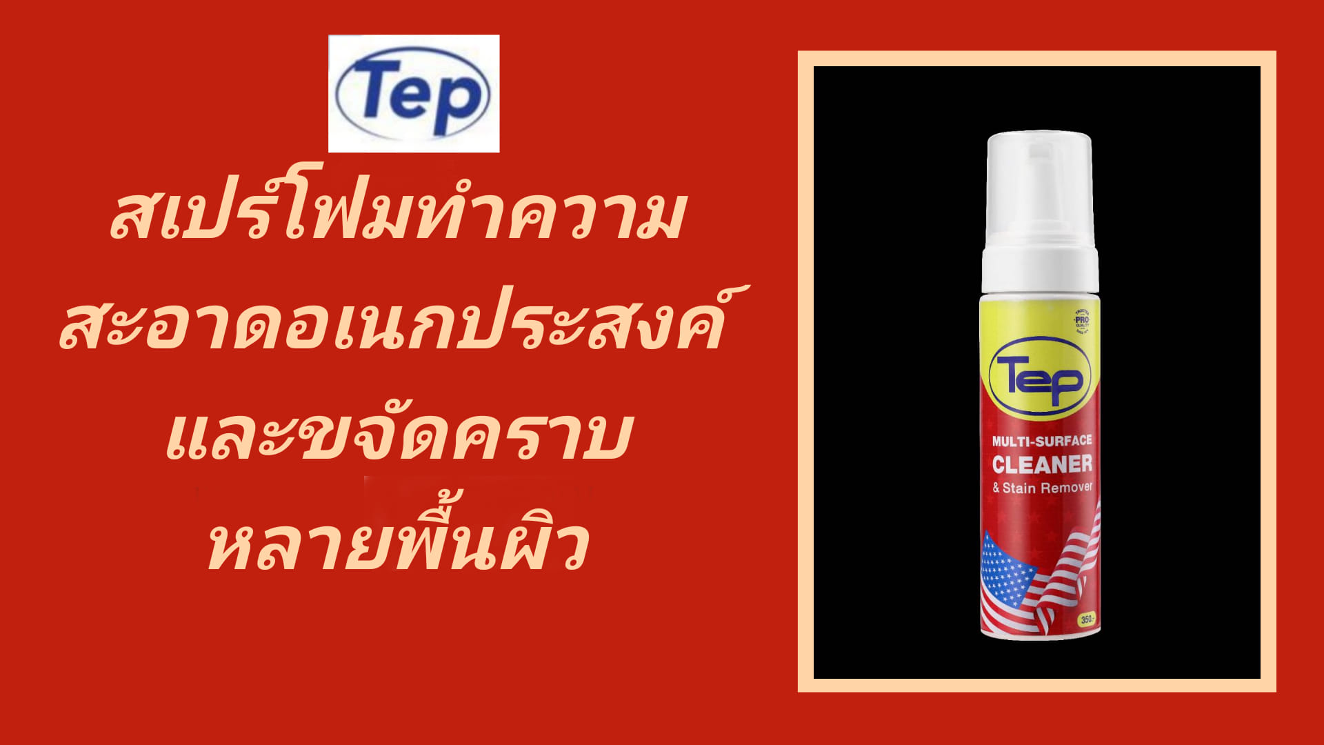 Tep สเปร์โฟมทำความสะอาดอเนกประสงค์ และขจัดคราบ หลายพื้นผิว