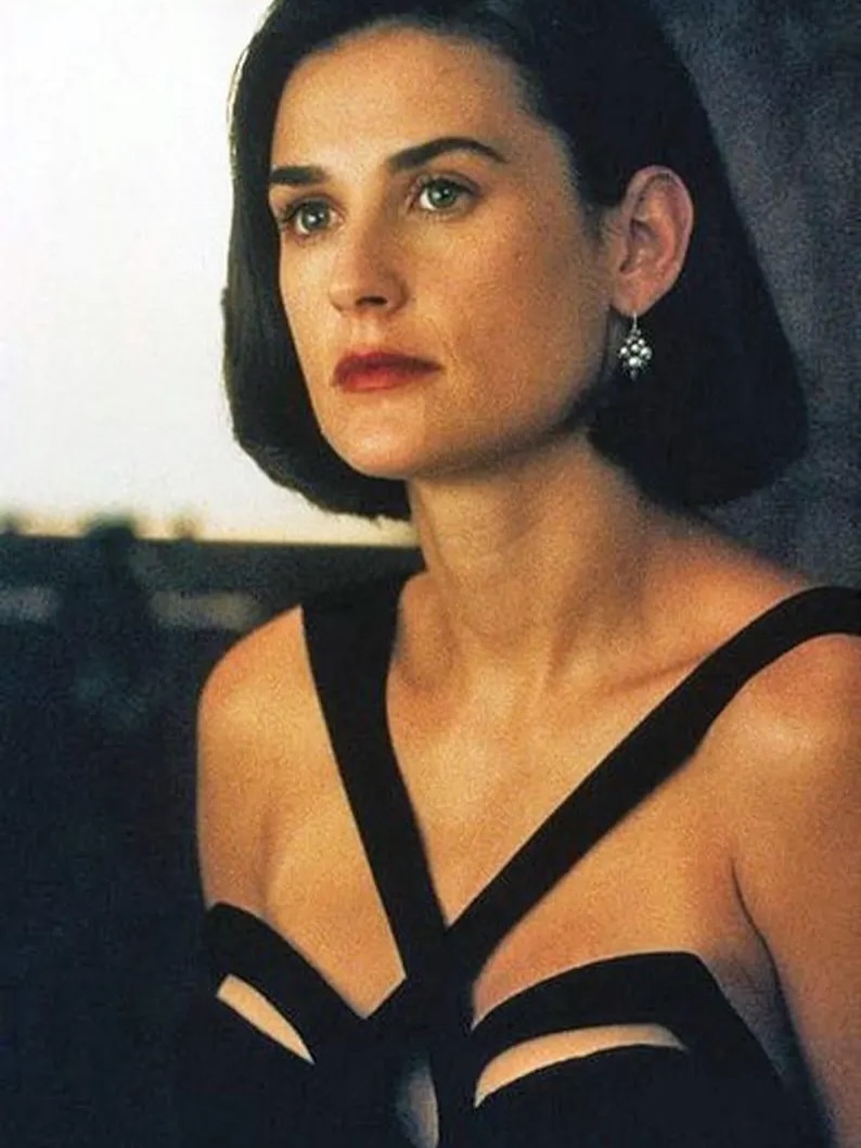 demi moore indecent proposal black dress YESSSS that is “The Proposal” 😍 RARE! Collector's Piece: 1990's ICONIC Indecent Inspired Long Dress with Cut-Out Bodice This dress was made in the 90's inspired by the The Little Black Dress a-line cocktail dresses Color:Light Pink