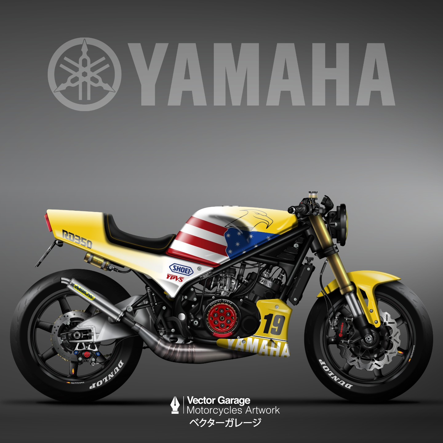 Vector - KAWASAKI ZXR 750 Vance&Hines. Vector Illustration. 100