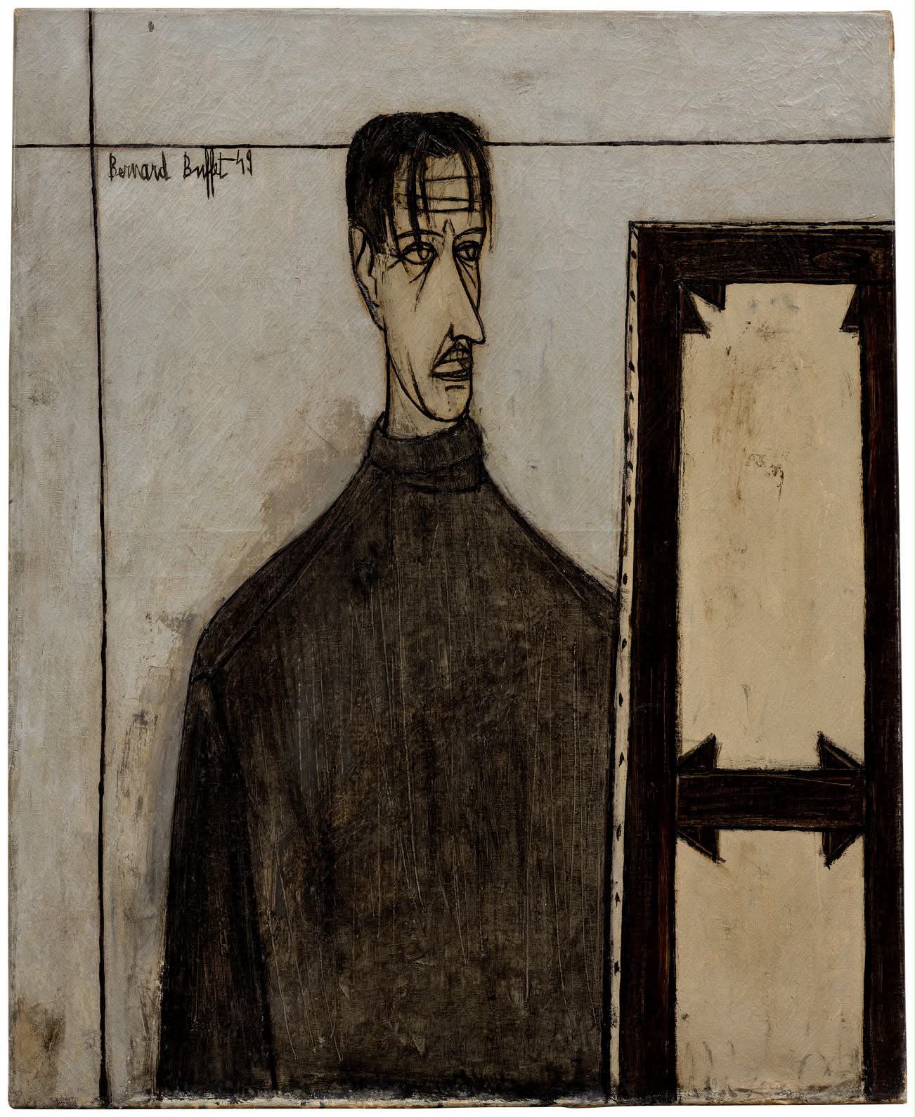 Bernard Buffet (1928-1999), Autoportrait, 1949, oil and charcoal