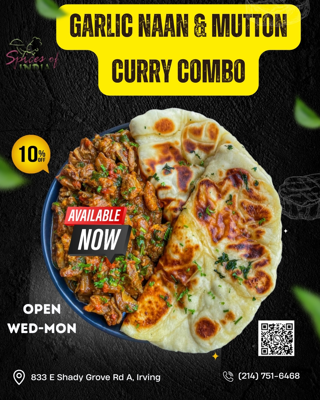 Spices - 🔥 Garlic Naan & Mutton Curry Combo — Now Available! 🔥 ...