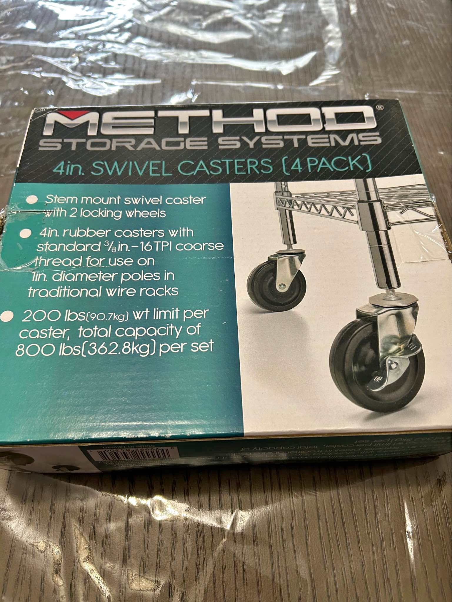 Method Storage Systems 4 in. swivel Casters 4 Pack - Storage Bins ...