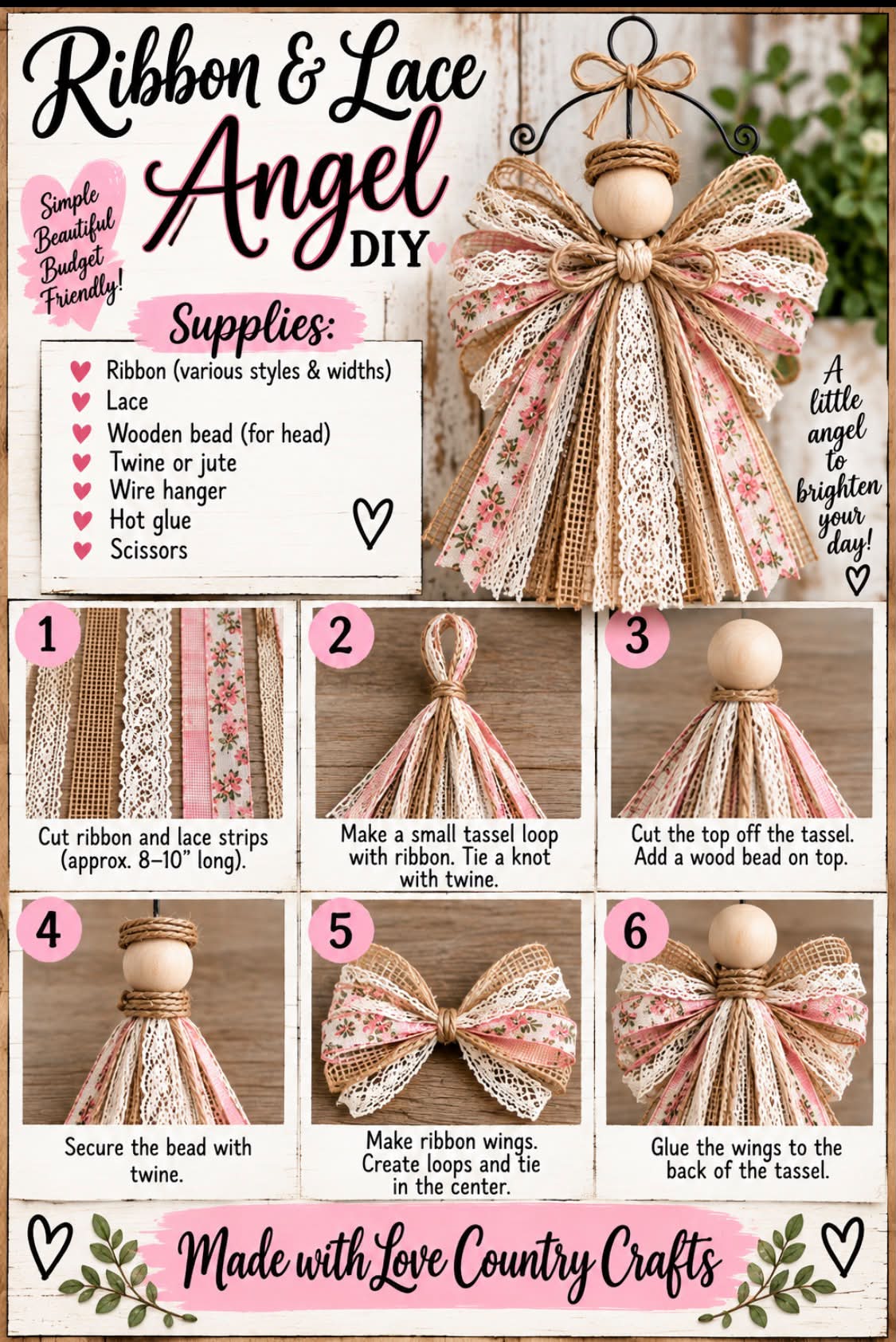 Made - Simple lace/ribbn angel 😇 Save for later 🍃