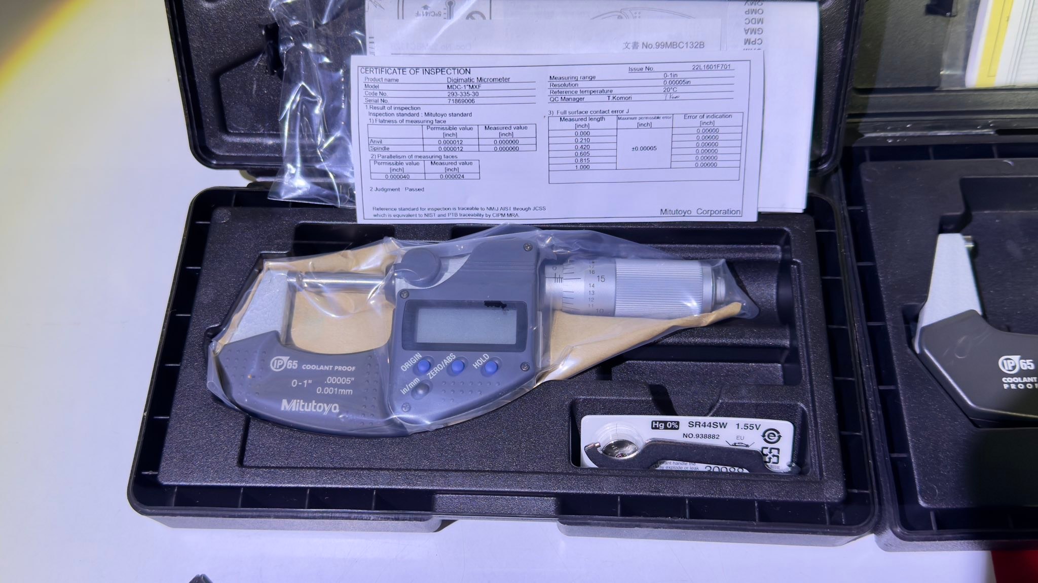 Mitutoyo 293-340-30 Digital Micrometer – 0-1in Range, 0.00005 Resolution – New