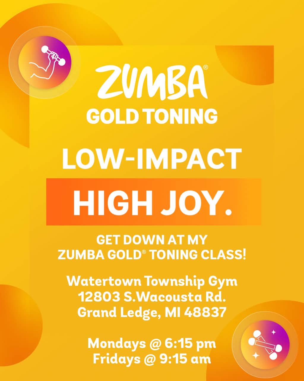 It's time for a new Zumba Gold Toning session in Wacousta! We will