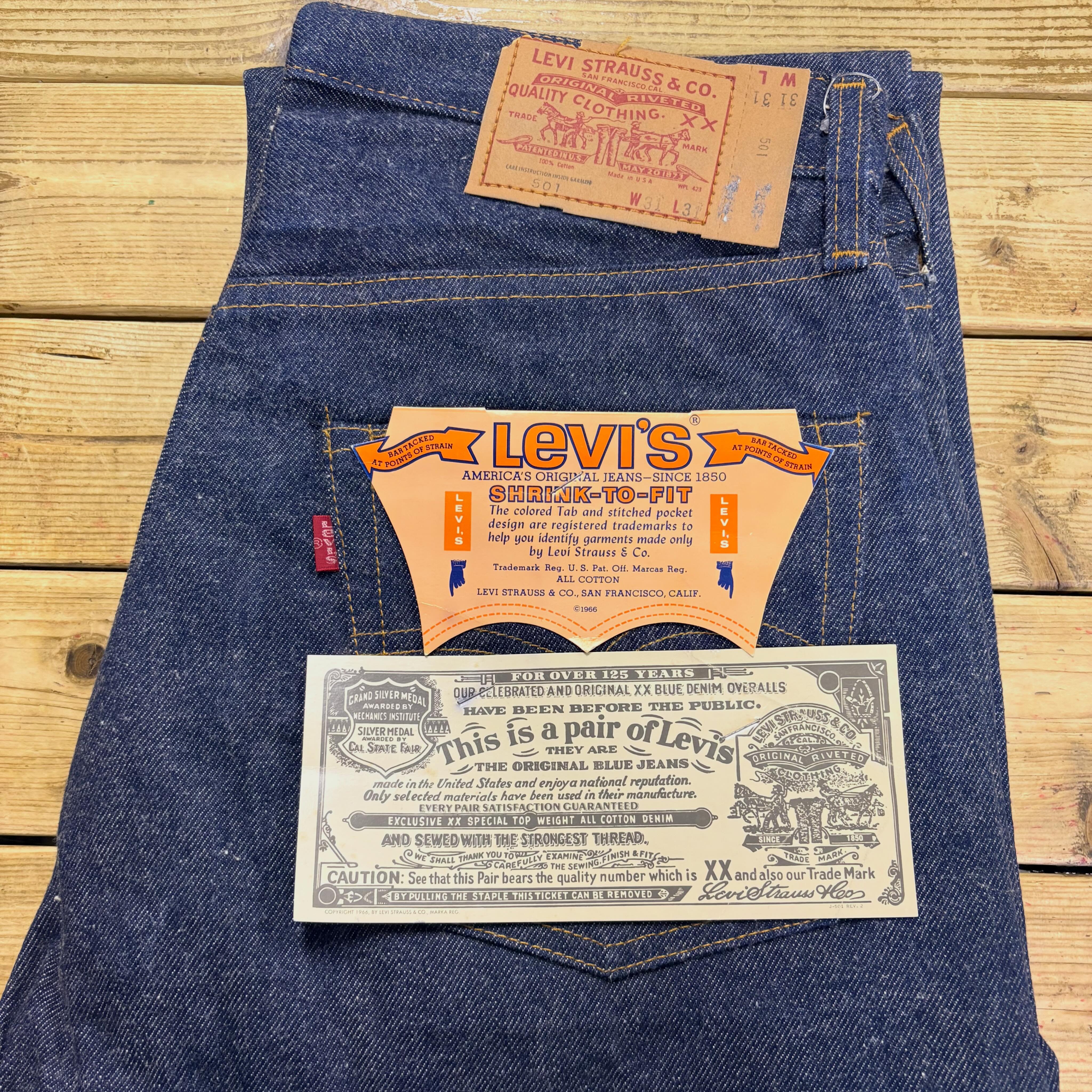 Levis 501 66 Chain Stitch デッドストック W32 L31 80年製66チェーン