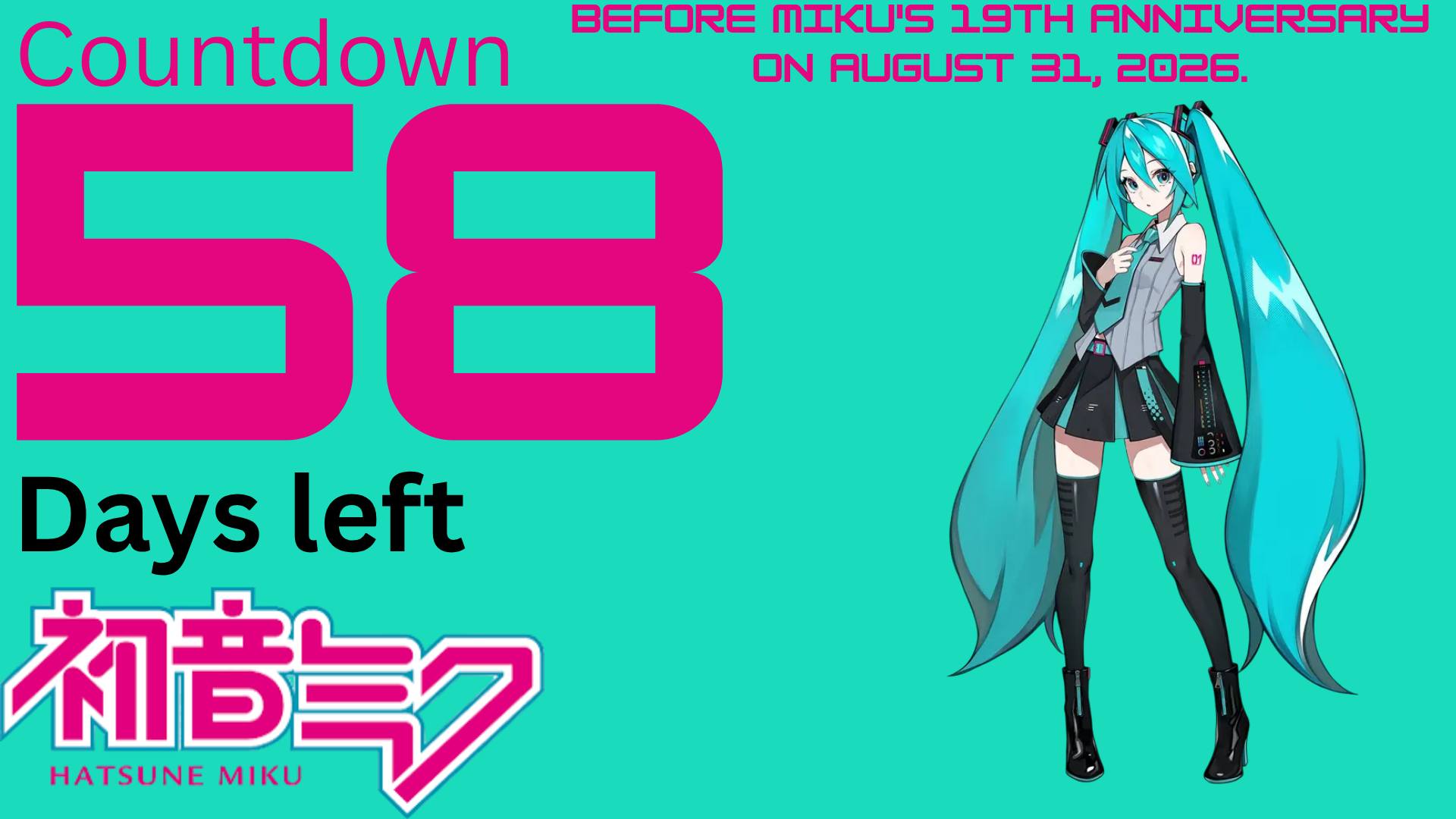 初音ミク #VOCALOID #hatsunemiku 秒読み コ日コ5年8月目1日のミク