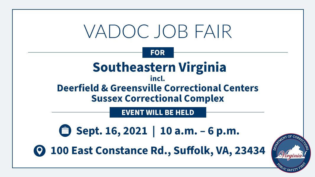 Virginia Department of Corrections - Heads up, Tidewater! Our Suffolk ...