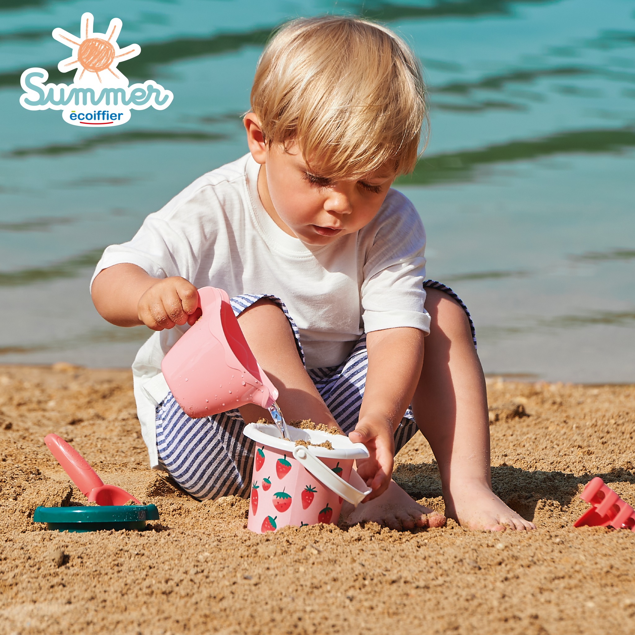Ecoiffier – Doublette Beach Pailletée – Pelle Et Râteau 30 Cm – Jeu De Plage Français Dès 18 Mois