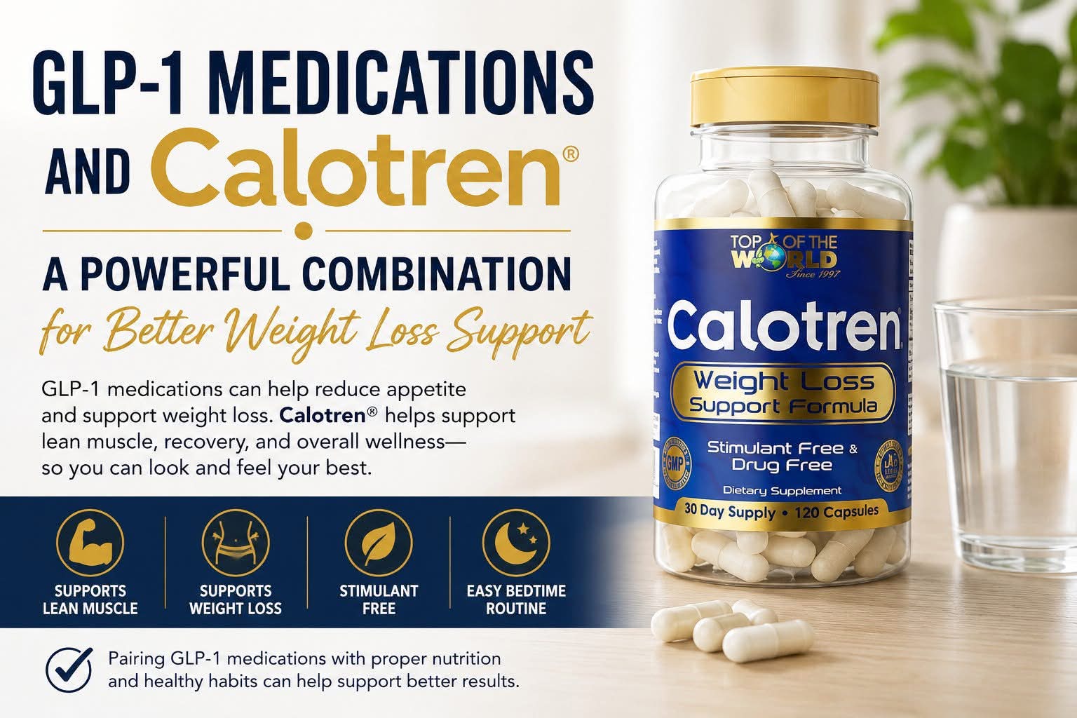 We've had LOTS of customers using GLP-1 medications ask if they can take Calotren too—and the answer is yes! In fact, many people choose to add Calotren to their routine because it