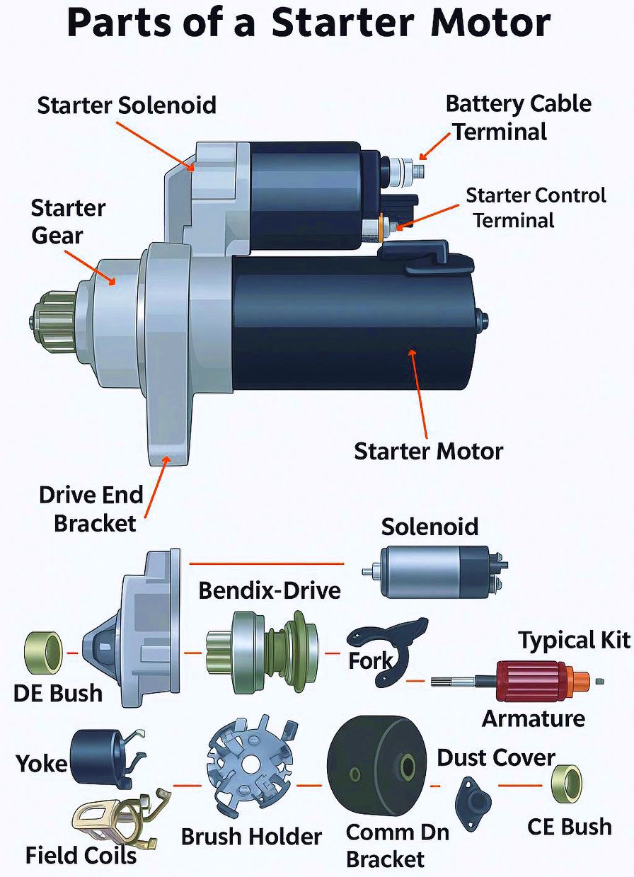 Mechanical - Parts of a Starter Motor | Facebook