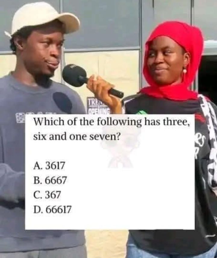 Which of the following has three, six and one seven?