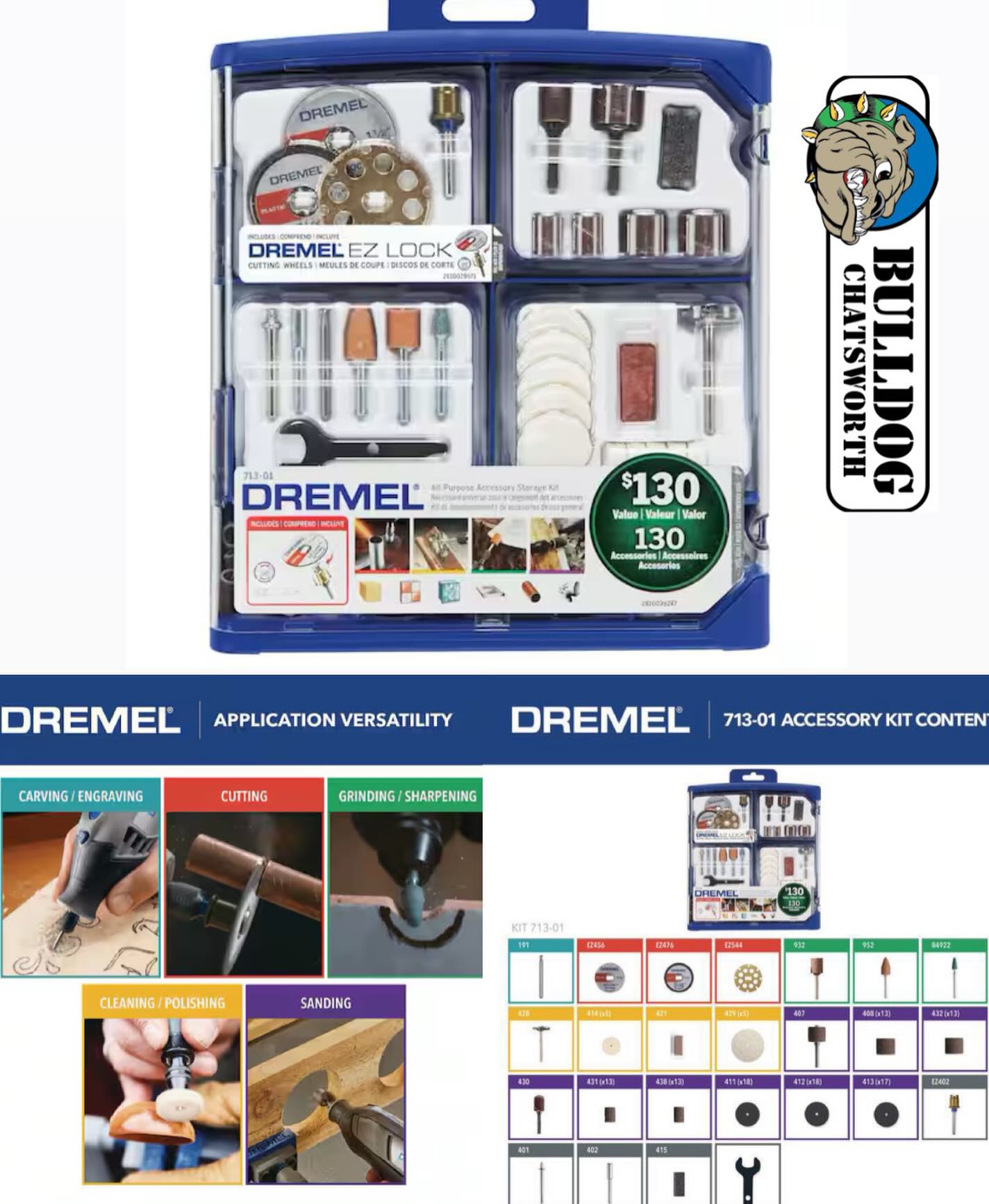 【ブルドッグストア】 Bulldog - Rotary Tool Accessory Kit Retail Price:$40 Bulldog Price