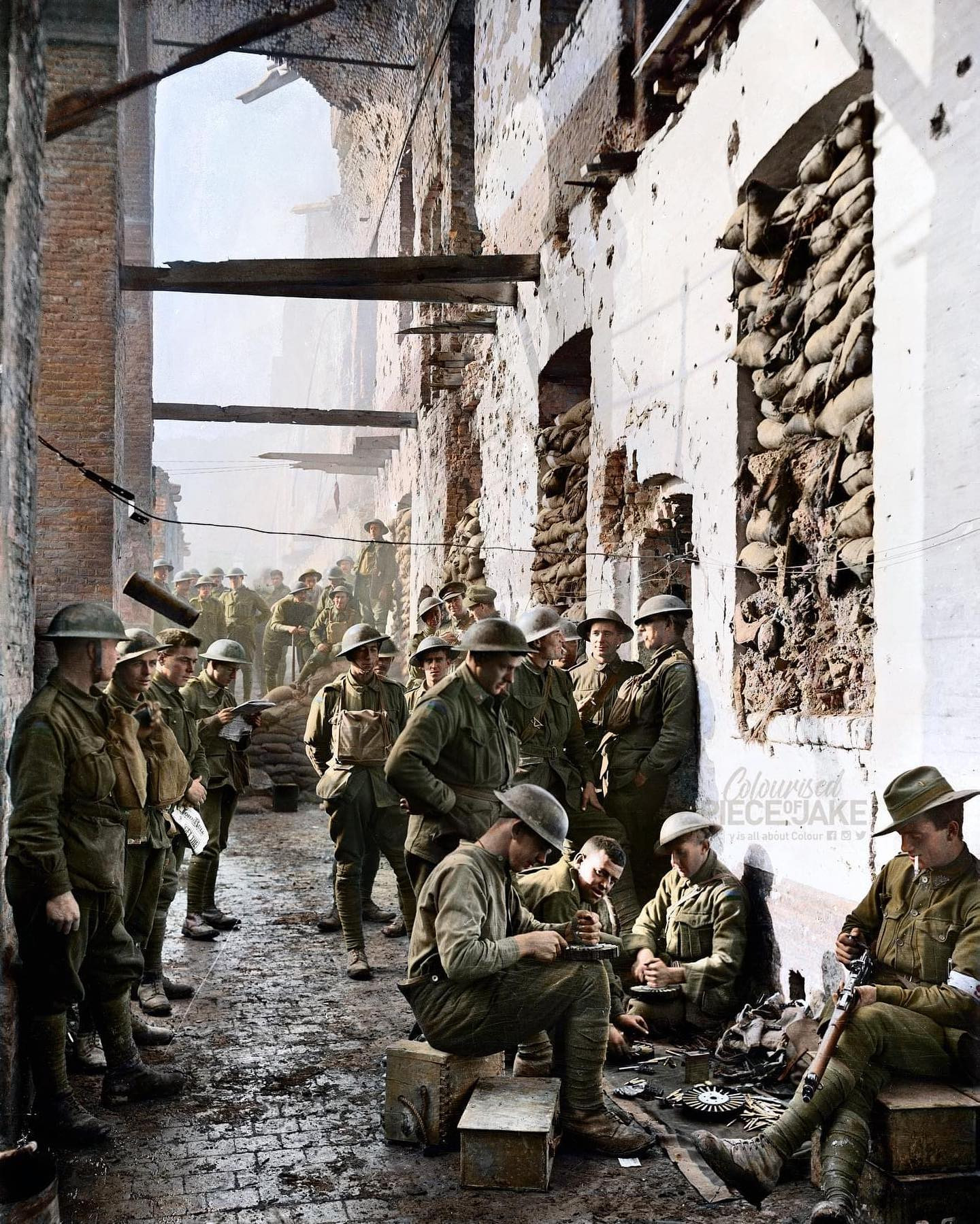 US Army soldier Sam Yoshihana photographed leading a row of German