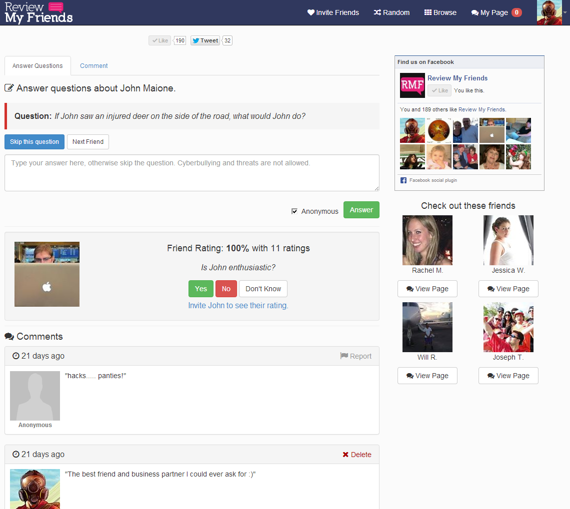 Review My Friends - Yay, so we've updated the review page to make it ...