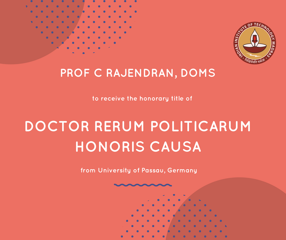 IIT Madras - Prof. C. Rajendran, DoMS IIT Madras has been... | Facebook