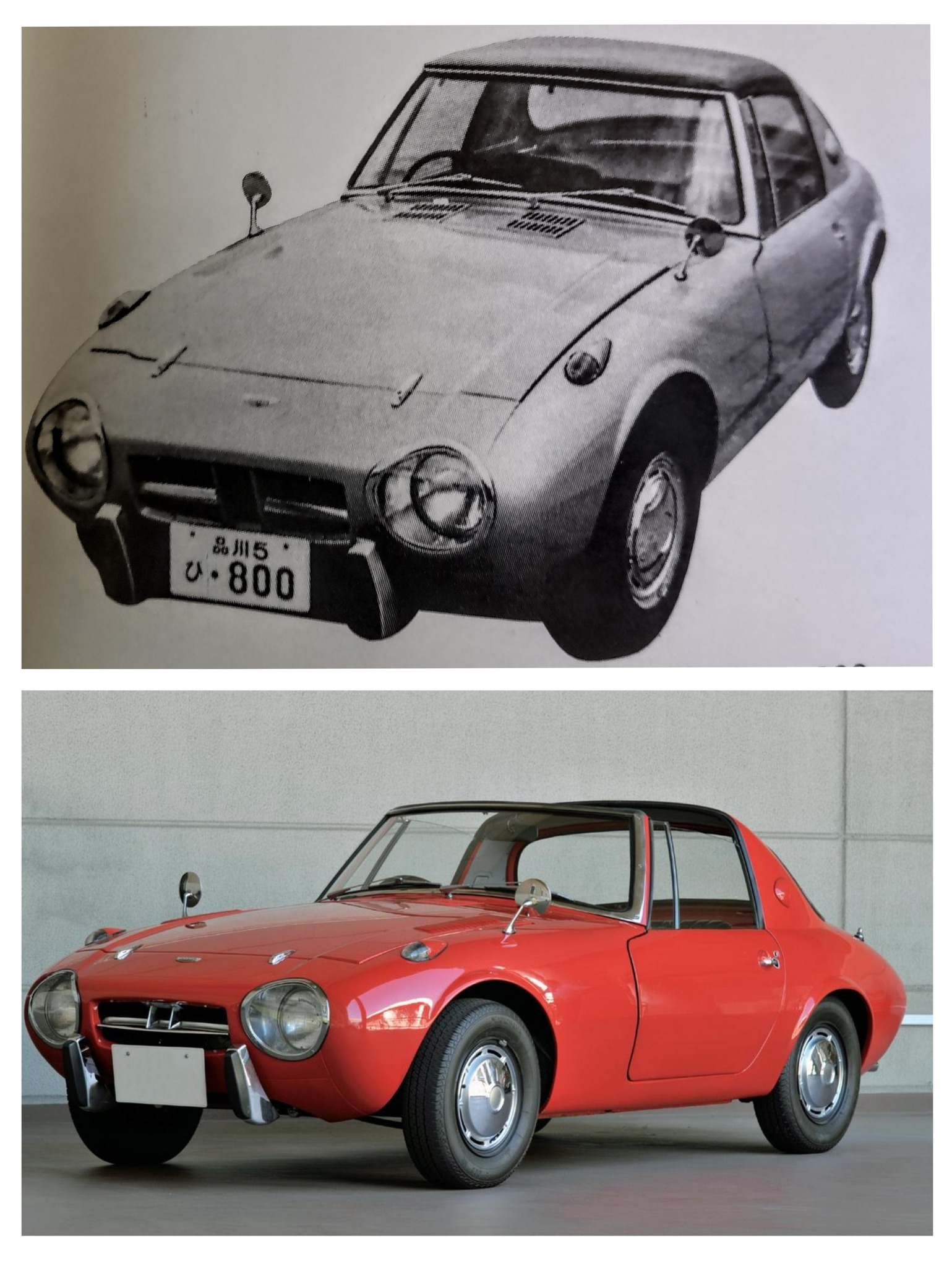 トヨタスポーツ800 1965年(昭和40年)UP15型発売。 空冷水平対向2気筒 