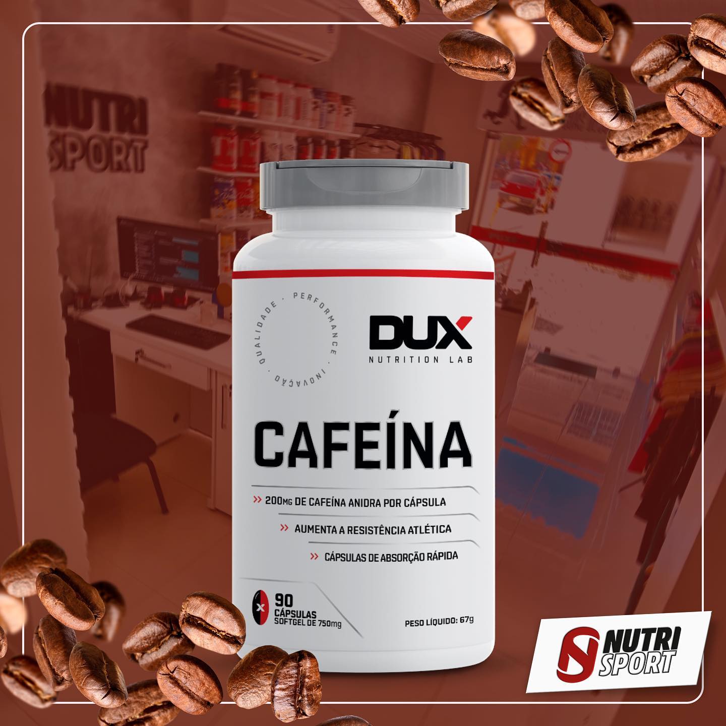 NUTRI - Cafeína DUX Nutrition - 90 cápsulas! É um poderoso estimulante ...