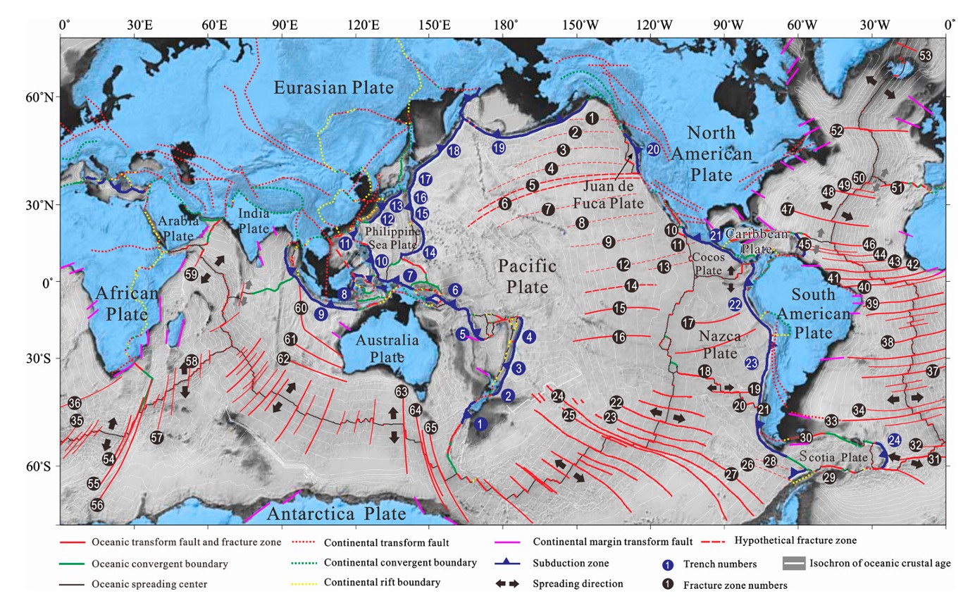 Earth - ''Figure 1. Global distribution of transform faults and ...