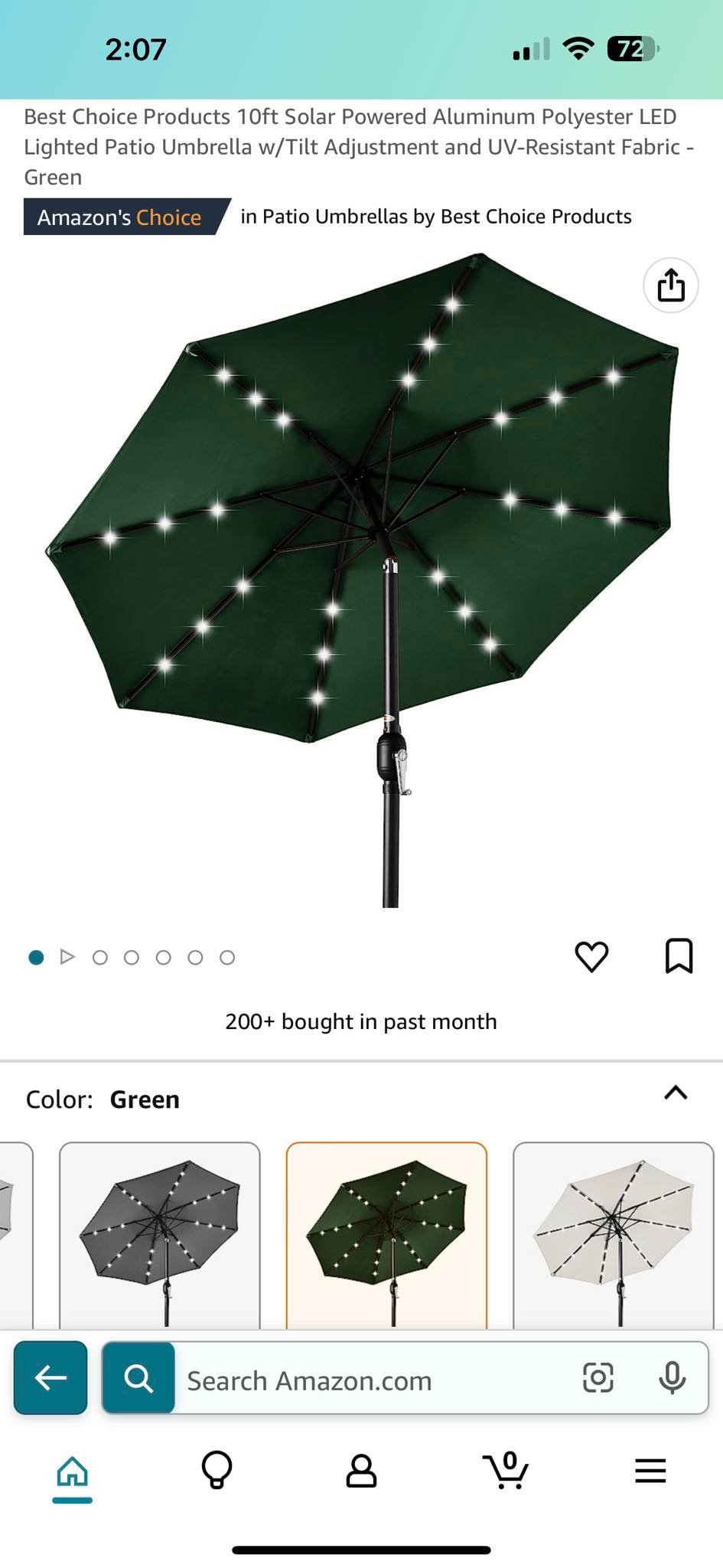 best choice products 10ft solar powered led lighted patio umbrella Polyester w/Tilt Adjustment and UV-Resistant Fabric A built Solar Lighted Patio Umbrellas with