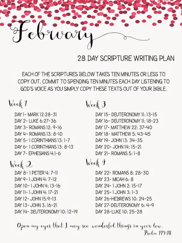 Weaver Missionary Baptist Church - Here is a February Scripture Writing ...