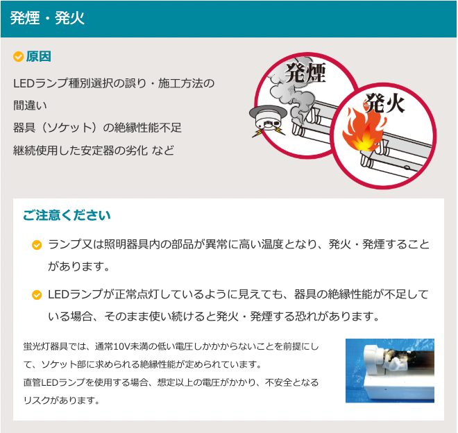 蛍光ランプが割れてしまった場合のご注意】 蛍光ランプには微量の水銀