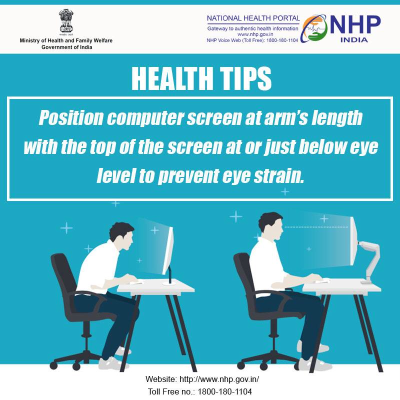 National Health Portal, INDIA - To avoid straining of eyes, position ...