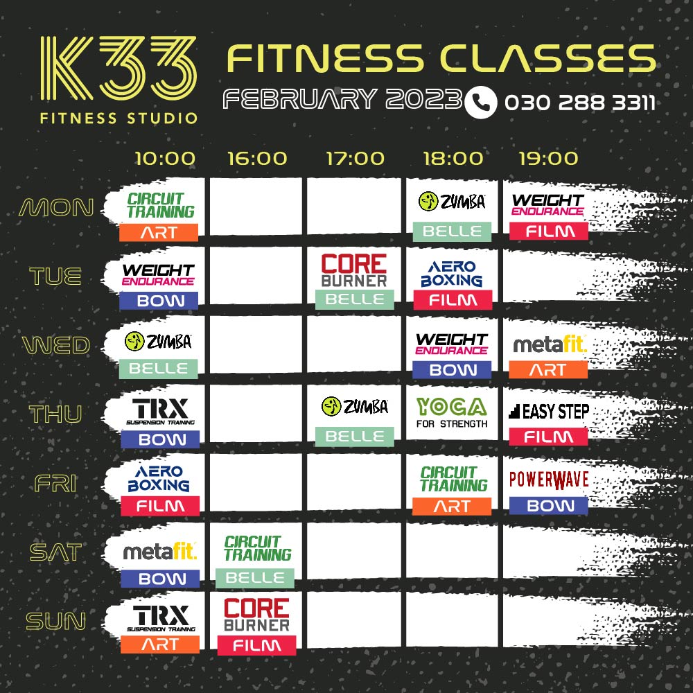 K33 - 🏋️‍♂️ Update K33 Fitness Classes February 2023 . 📍K33 Fitness ...