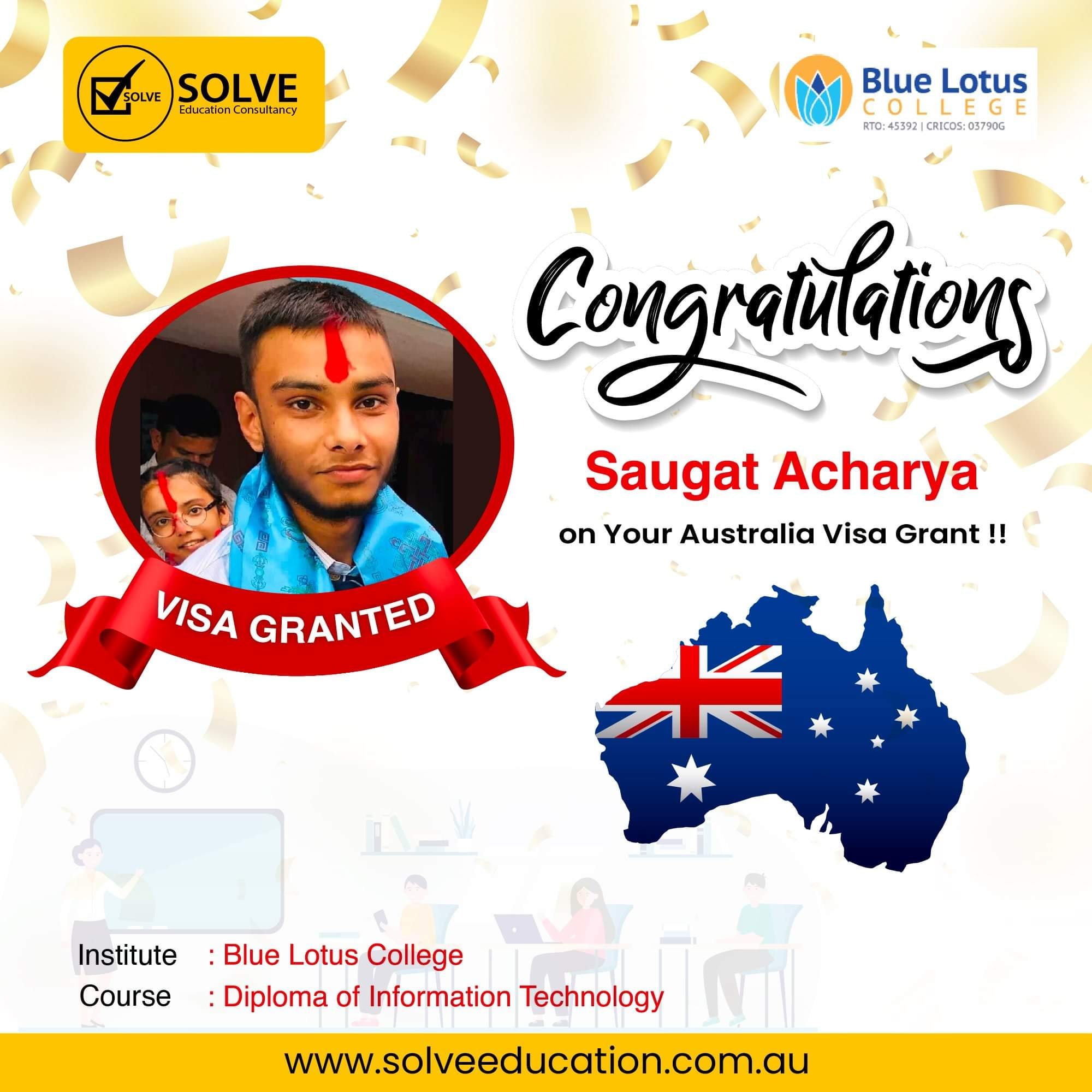 Solve - Student_Visa_Granted_Australia🇭🇲 Congratulations to Mr. Saugat ...